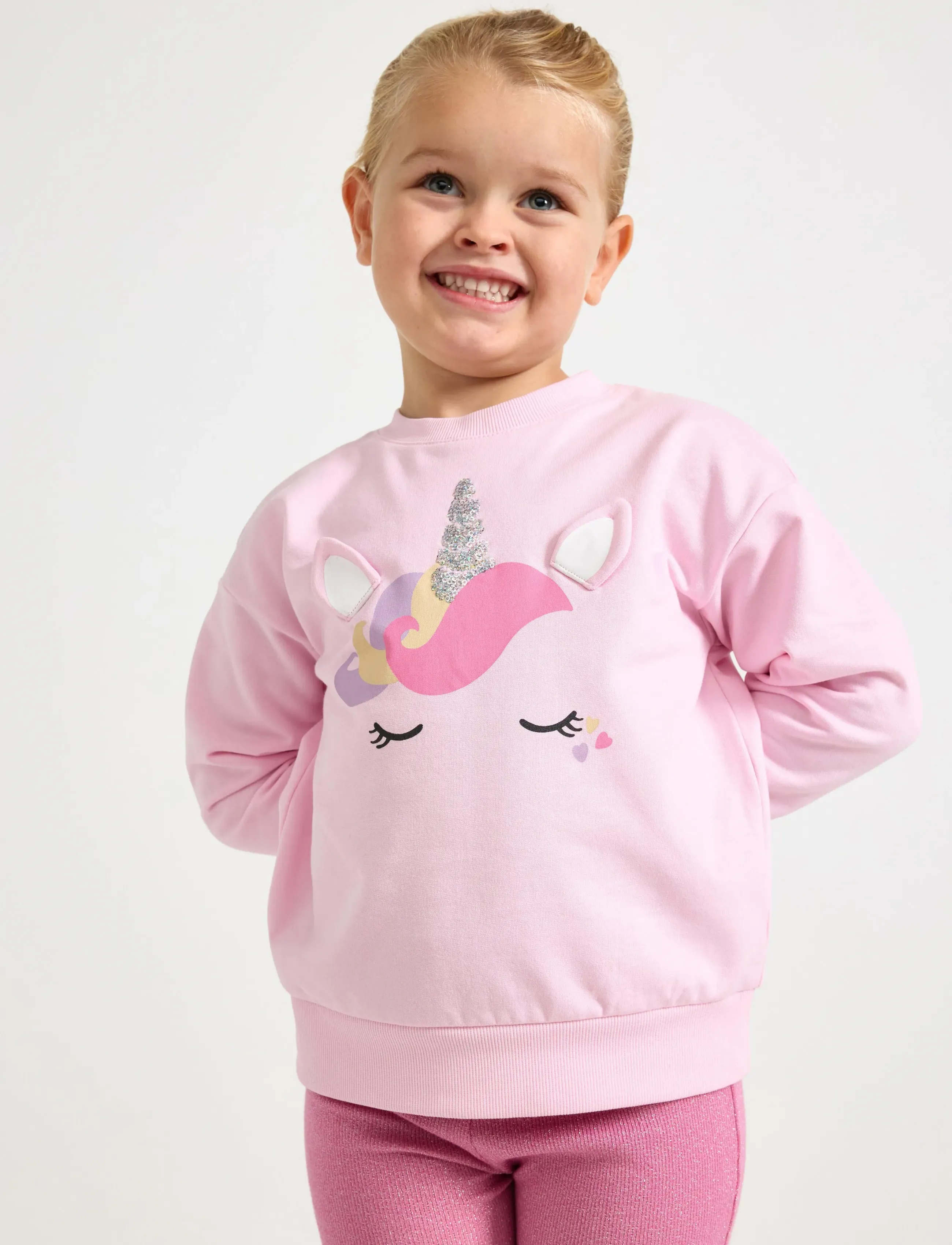 Lindex Sweatshirt oversized unicorn f - Överdelar - LIGHT PINK / pink/rose