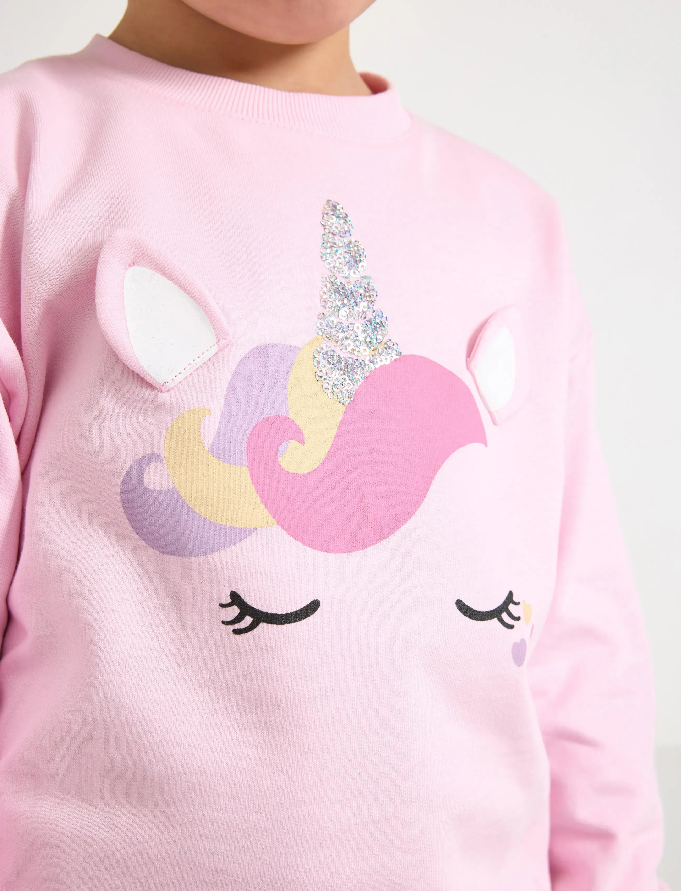 Lindex - Sweatshirt oversized unicorn f - light pink - 4