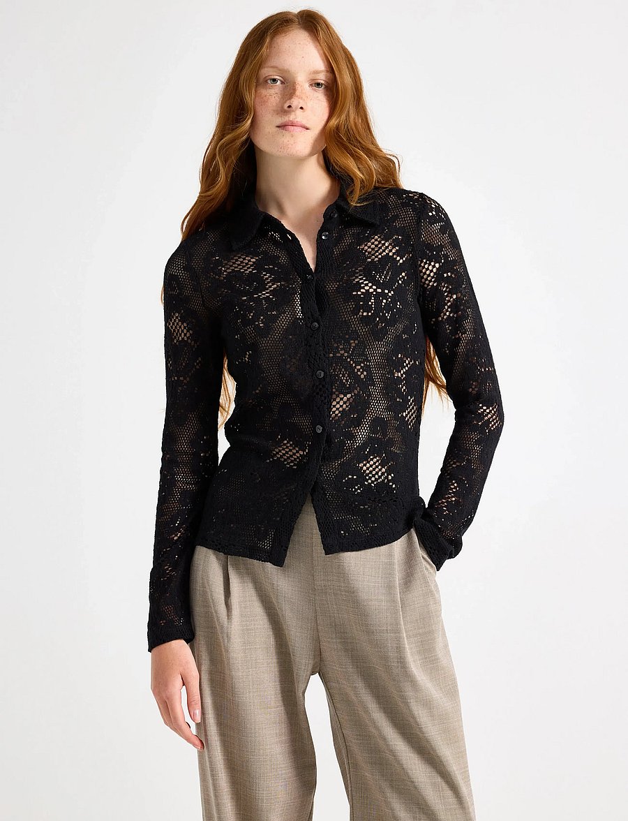 Lindex - Shirt Li - pikkade varrukatega särgid - black - 0