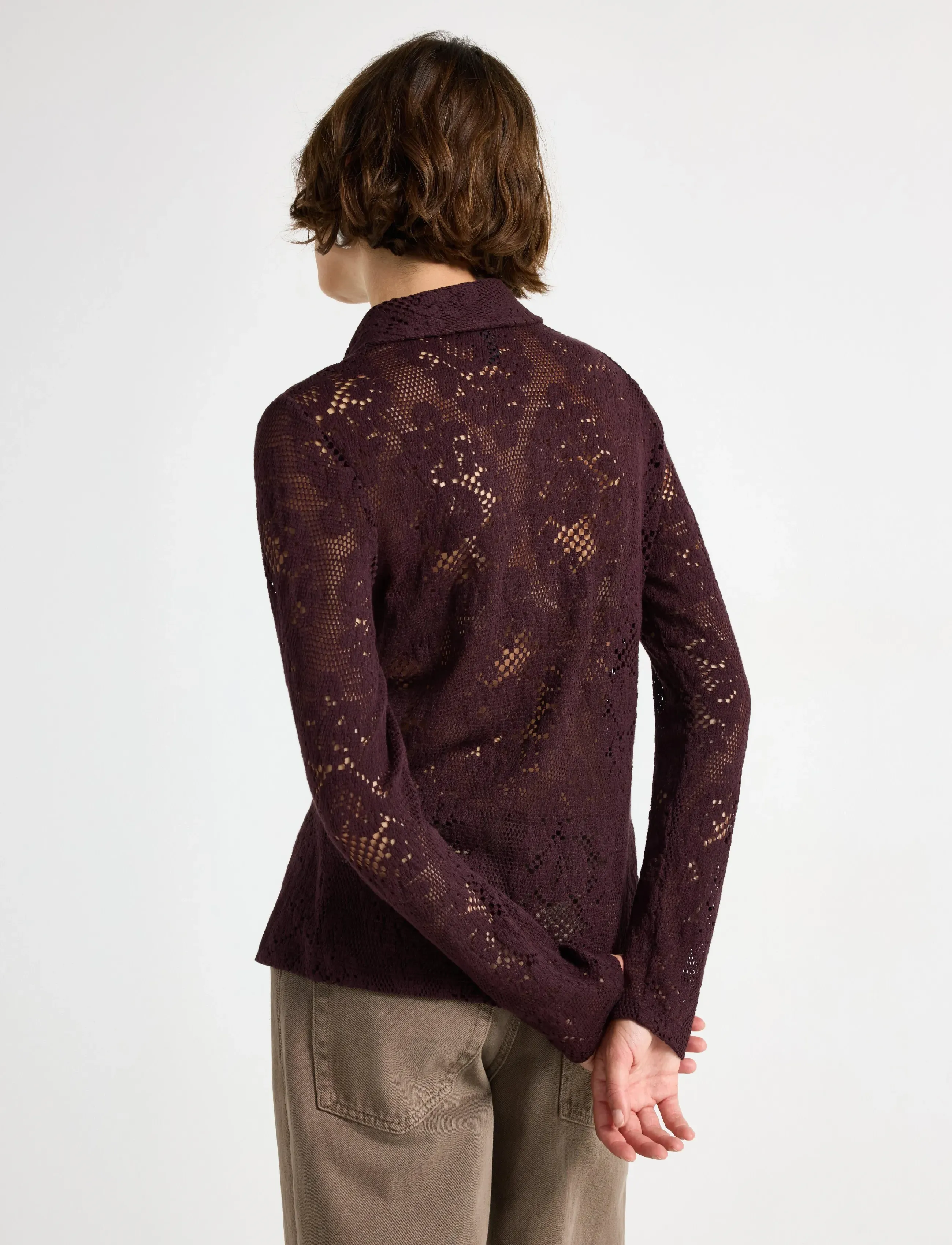 Lindex - Shirt Li - långärmade skjortor - dark dusty red - 3