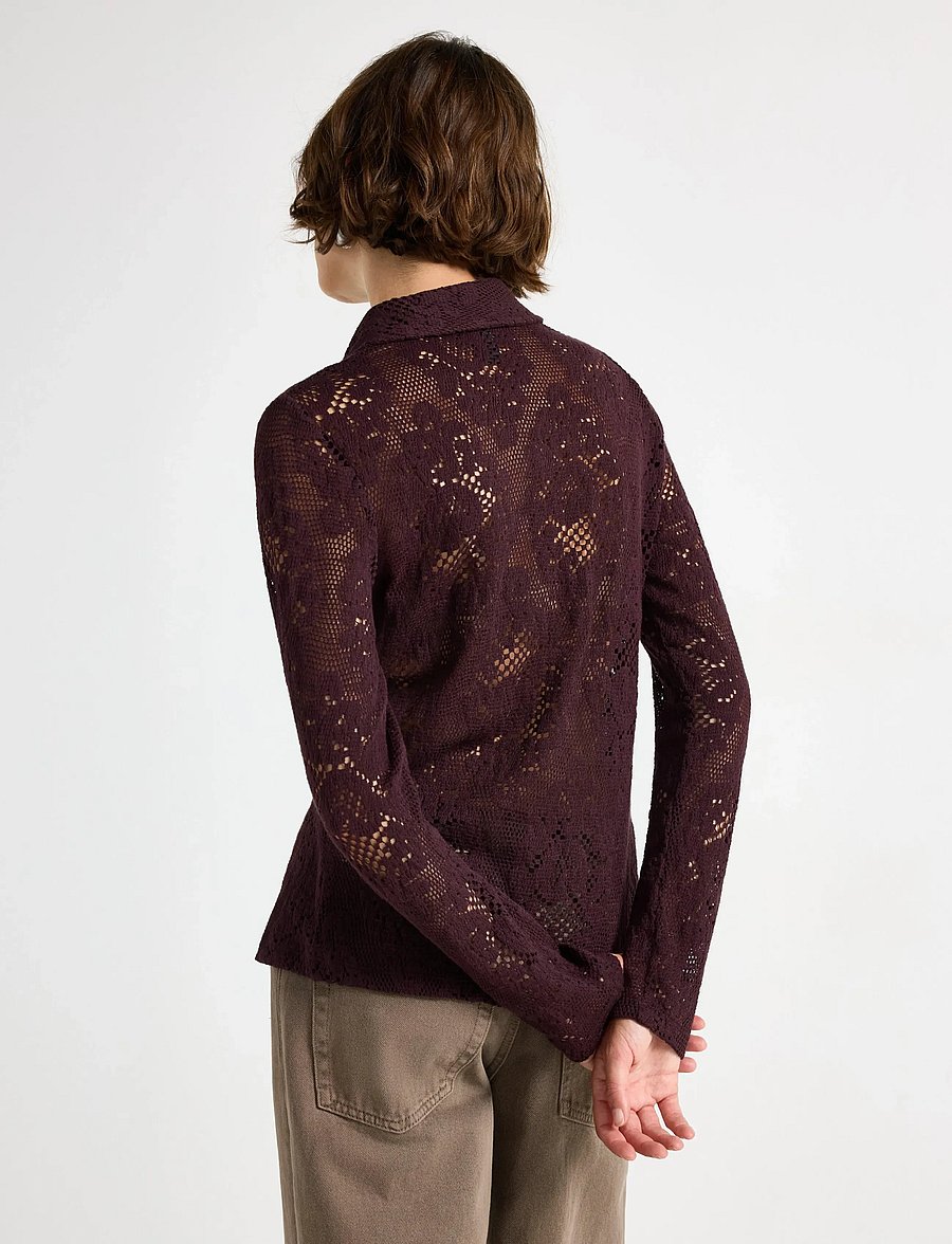 Lindex - Shirt Li - långärmade skjortor - dark dusty red - 3