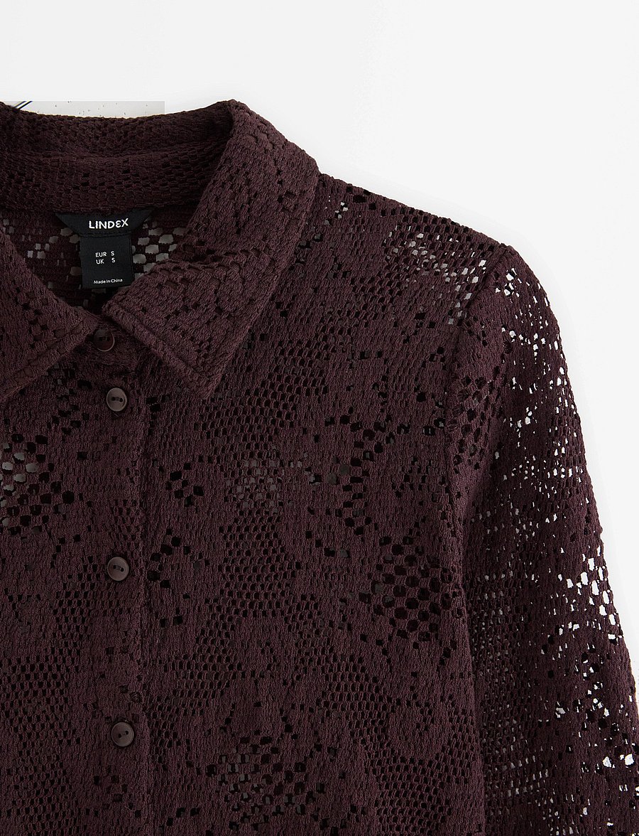 Lindex - Shirt Li - långärmade skjortor - dark dusty red - 5