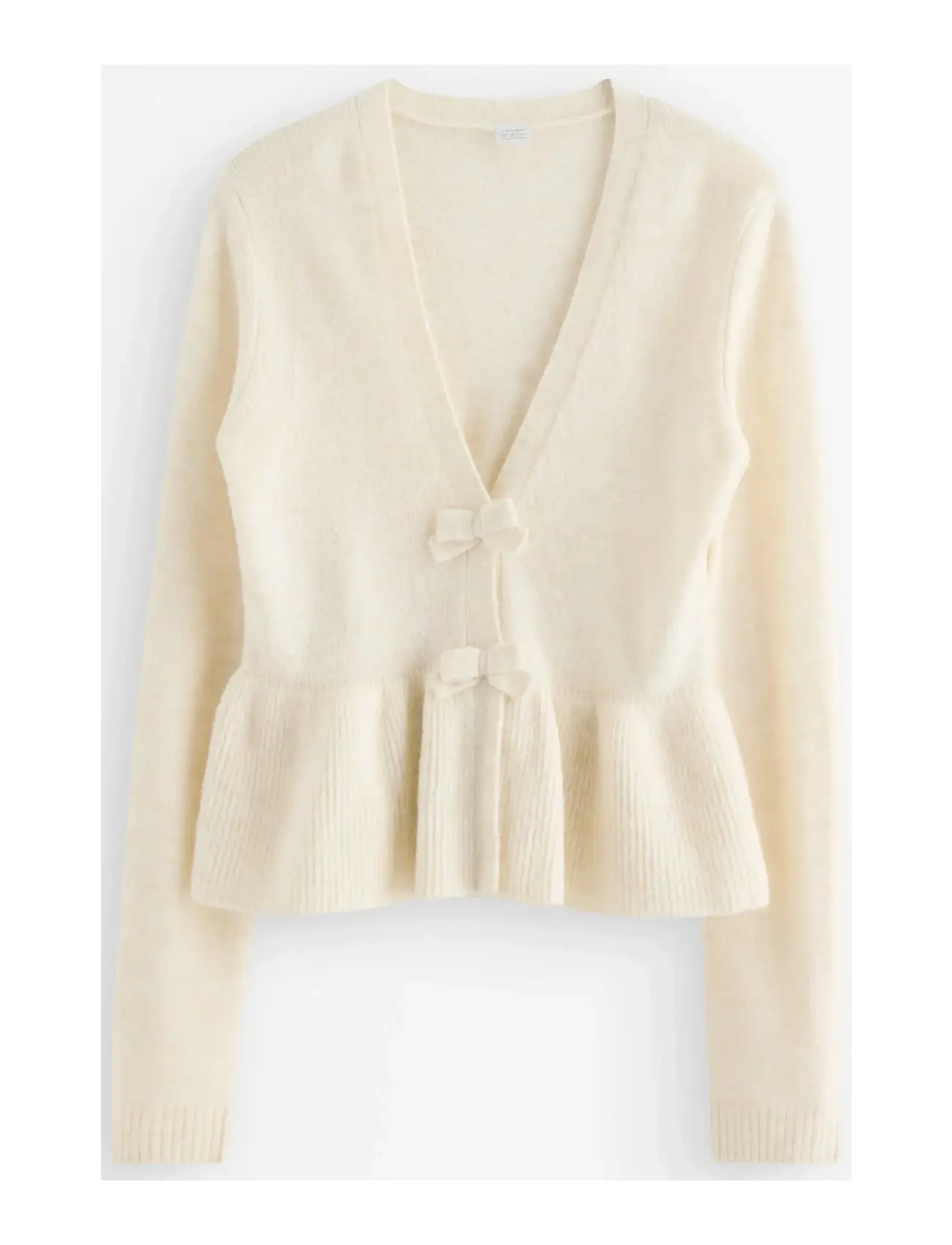 Lindex Cardigan with peplum design - Stickat - LIGHT BEIGE MELANGE / cream