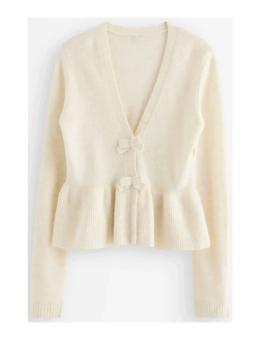 Lindex - Cardigan with peplum design - kardiganid - light beige melange - 1