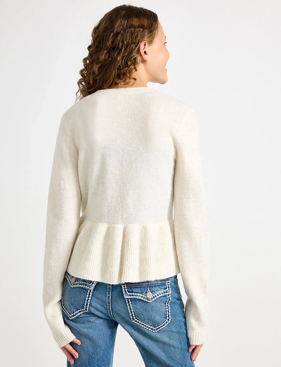 Lindex - Cardigan with peplum design - kardiganid - light beige melange - 3