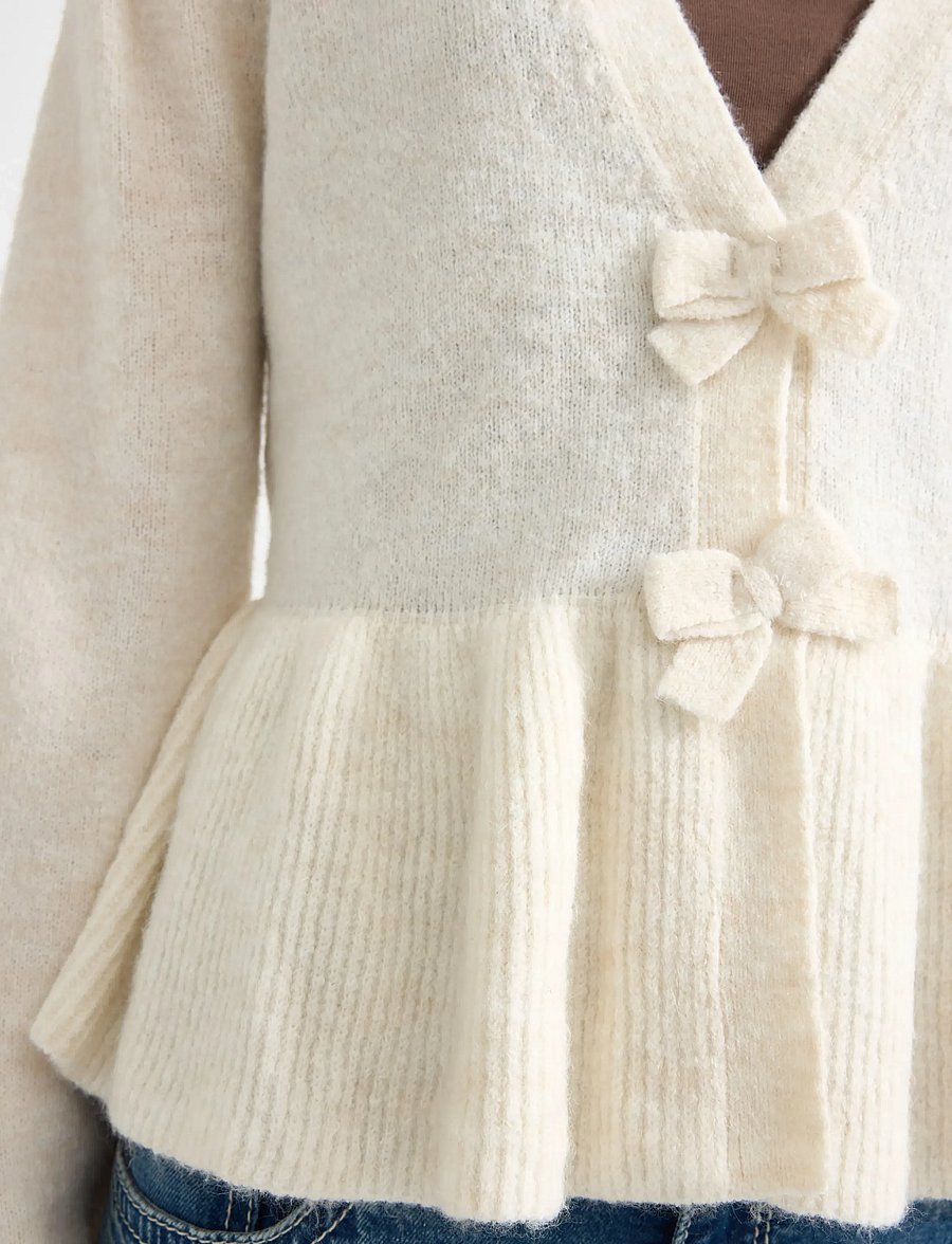 Lindex - Cardigan with peplum design - kardiganid - light beige melange - 4