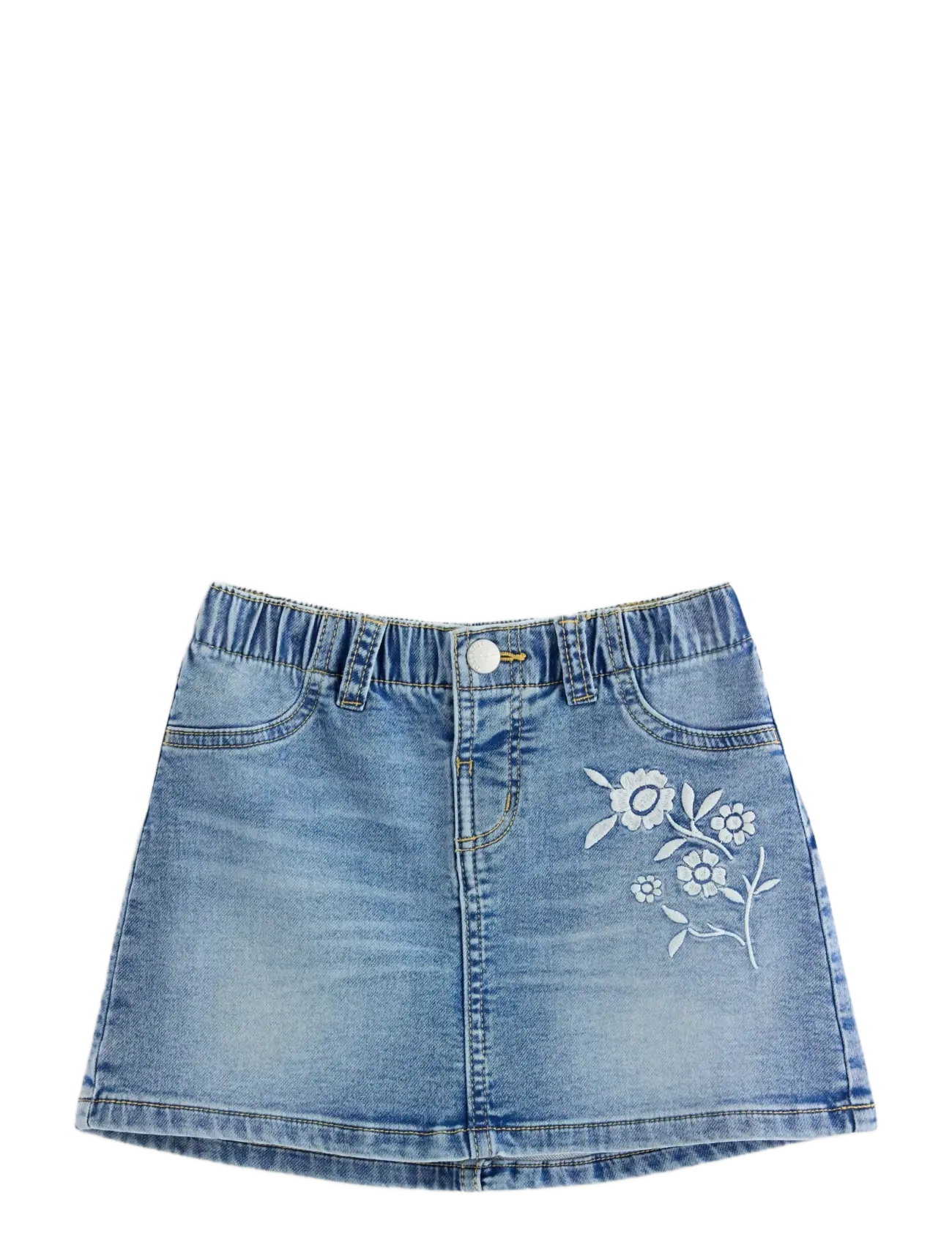 LINDEX Rock Denim Emb Flowers Blau - 110 - Kinder