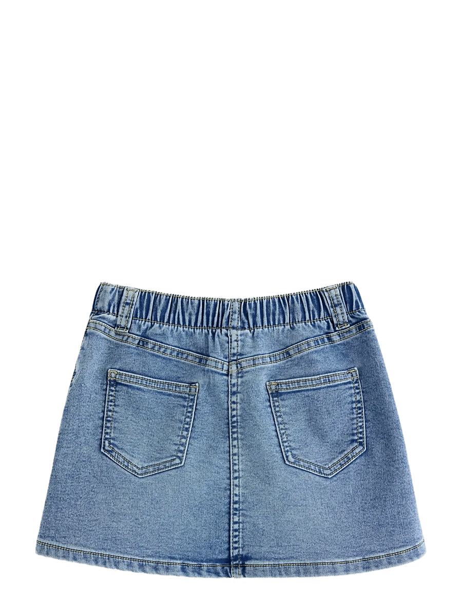 Lindex - skirt denim emb flowers - korte nederdele - denim - 2