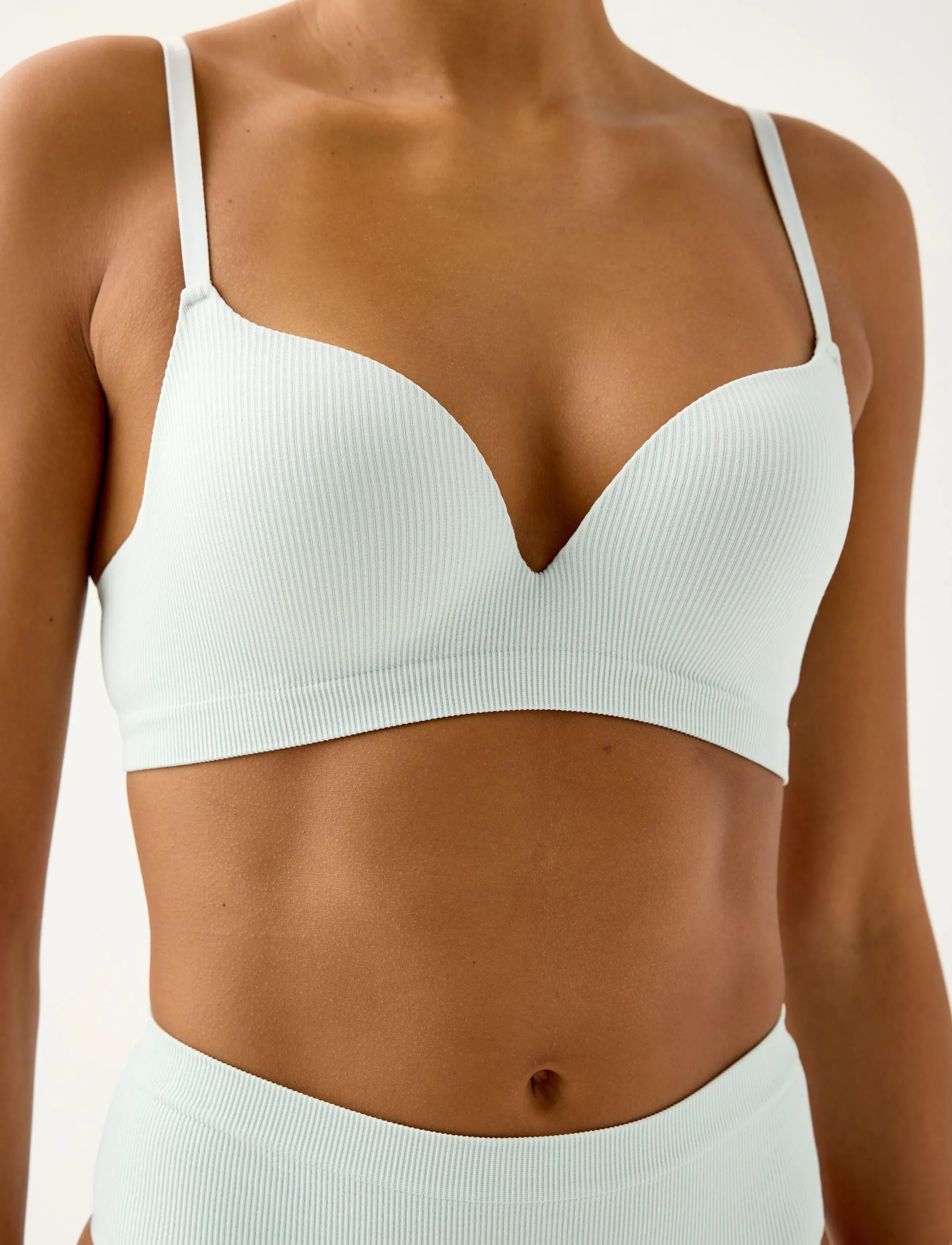 Lindex - Bra Malva seamless rib - krūtinę pakeliančios liemenėlės - light aqua - 4