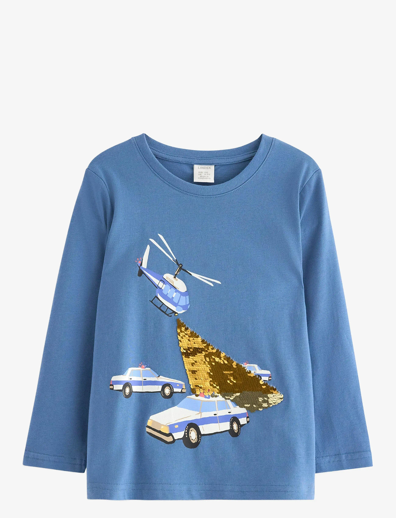 Lindex - Top LS SOS Police Sequin - langærmede t-shirts - light dusty blue - 1