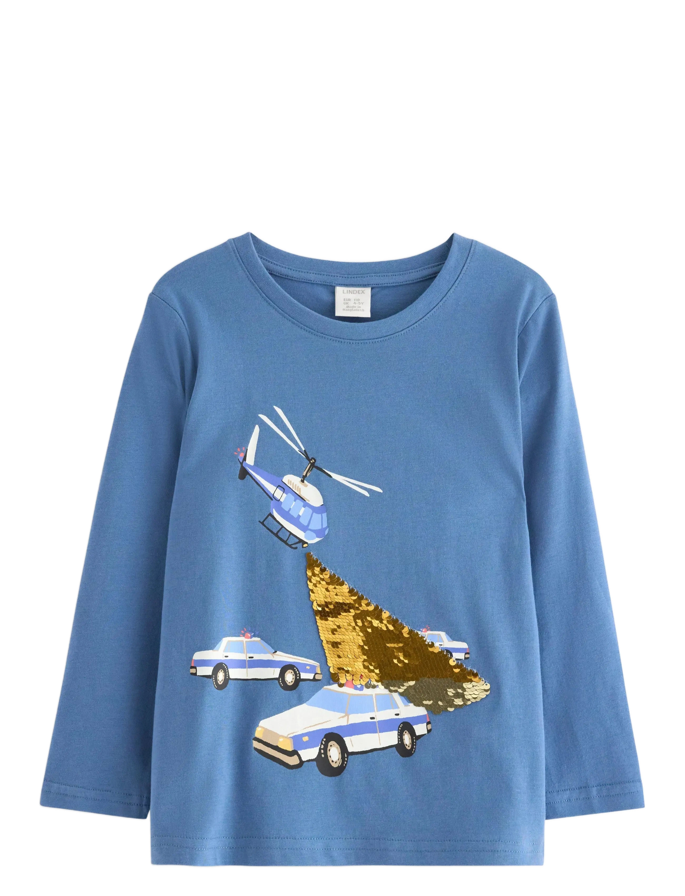 Lindex Top LS SOS Police Sequin - Lapsed 98–134 - LIGHT DUSTY BLUE / blue