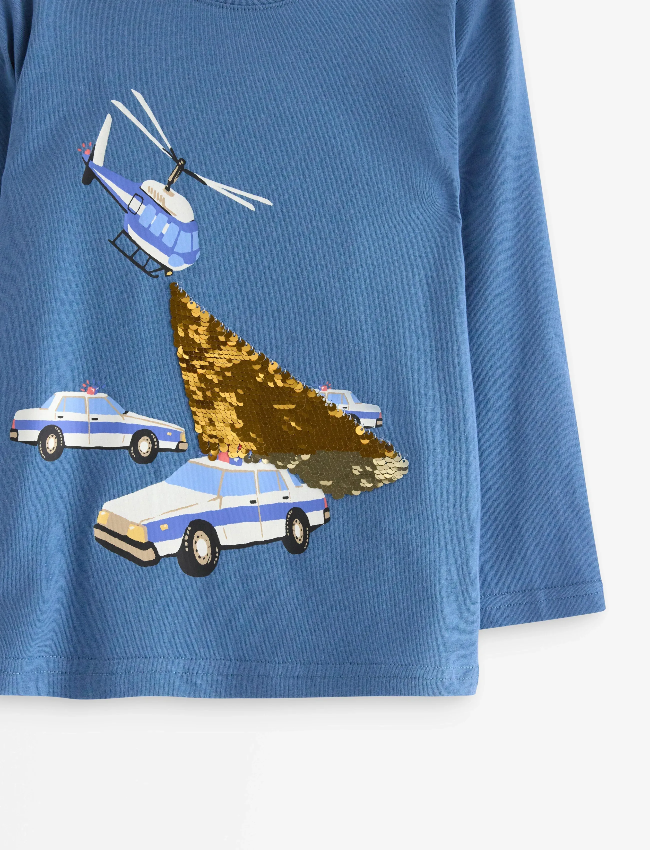 Lindex - Top LS SOS Police Sequin - long-sleeved t-shirts - light dusty blue - 5