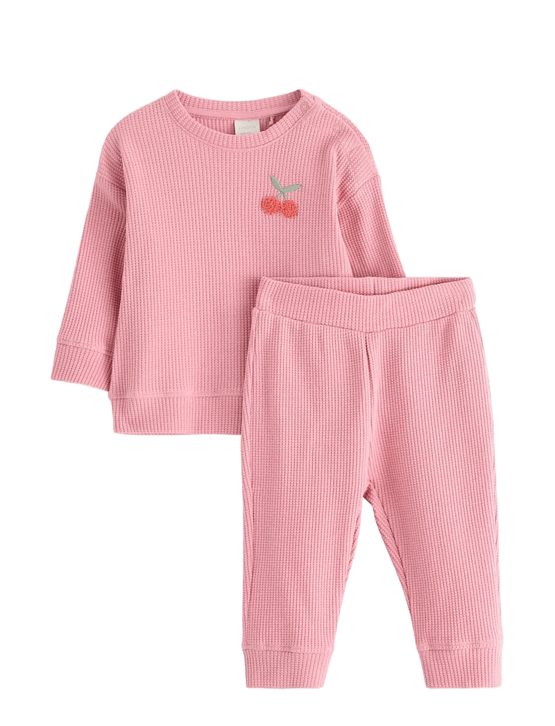 Lindex - Set top trousers waffle - joggingsæt - dusty pink - 0