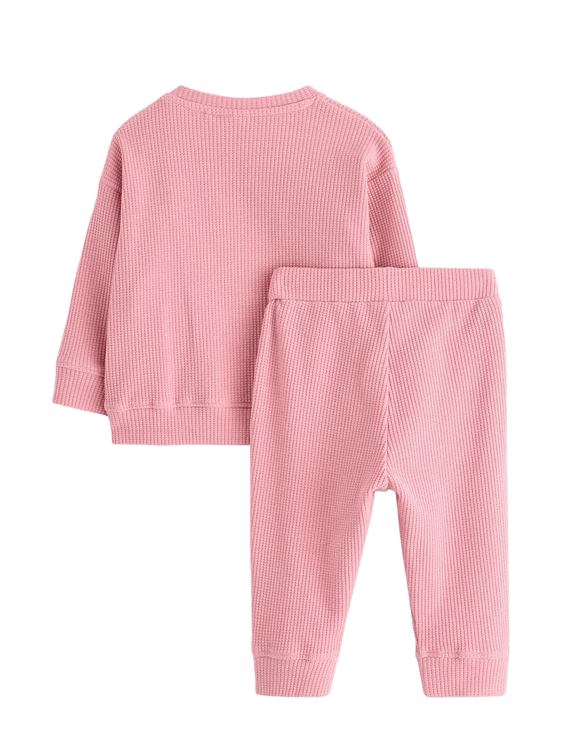 Lindex - Set top trousers waffle - joggingsæt - dusty pink - 1