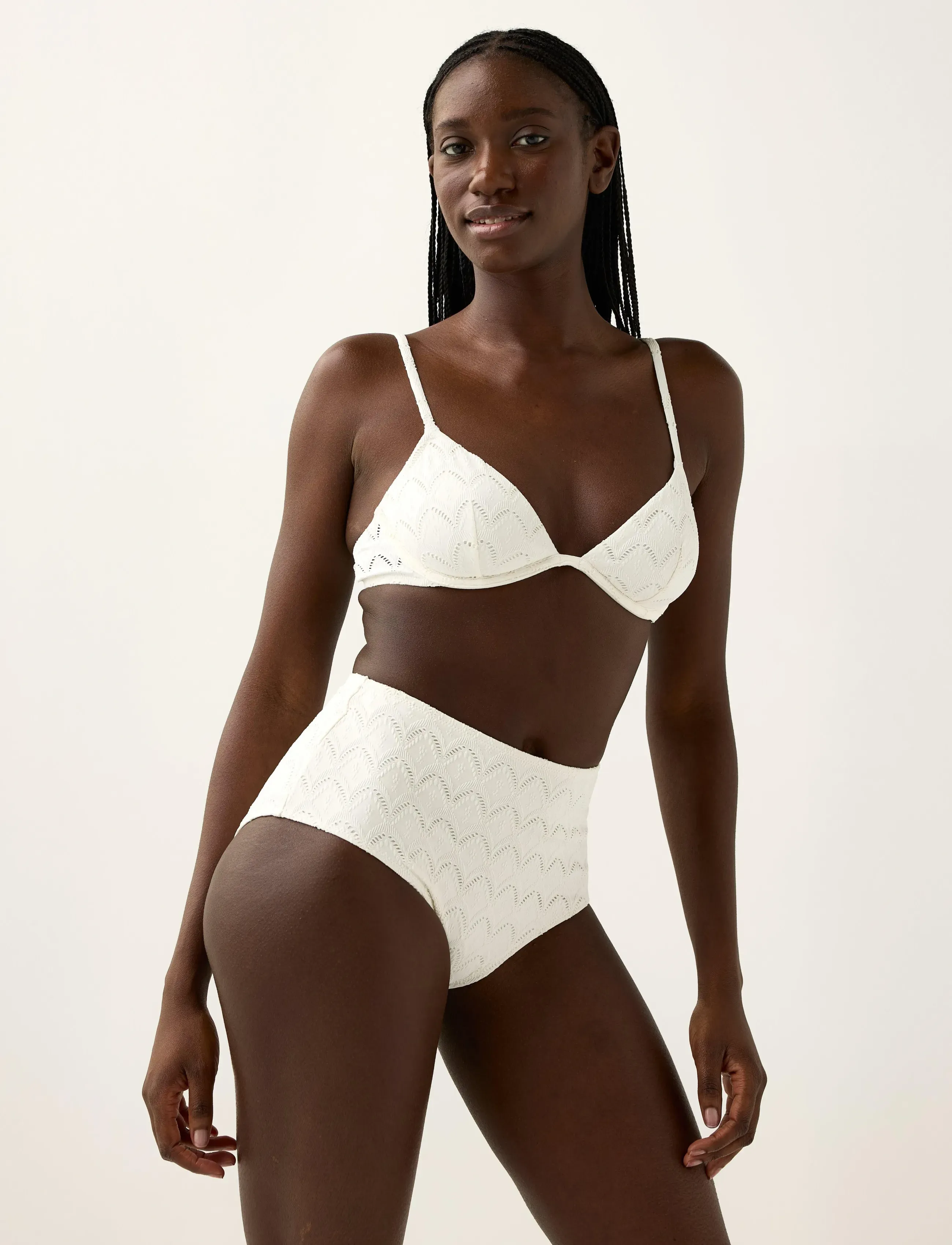 Lindex Bikini Bottom With High Waist, S, Cream, Bikinitrusser > Bikinier Med Høj Talje, Dame