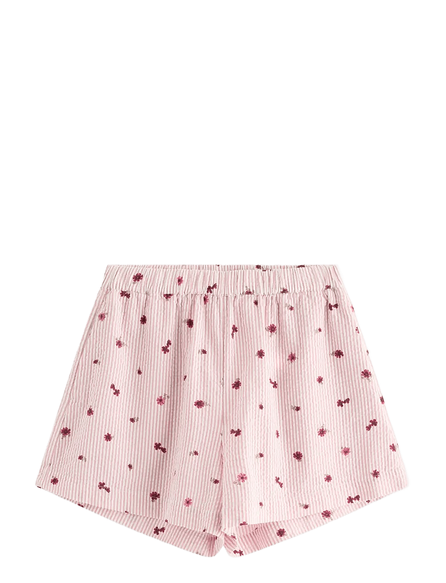 Lindex - Pyjama shorts in seersucker - pyjamasshorts - light dusty pink - 1