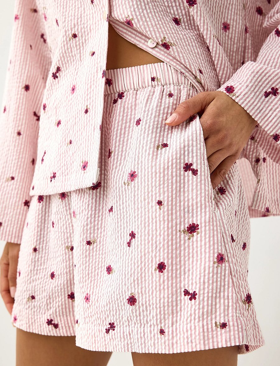 Lindex - Pyjama shorts in seersucker - pyjamasshorts - light dusty pink - 4