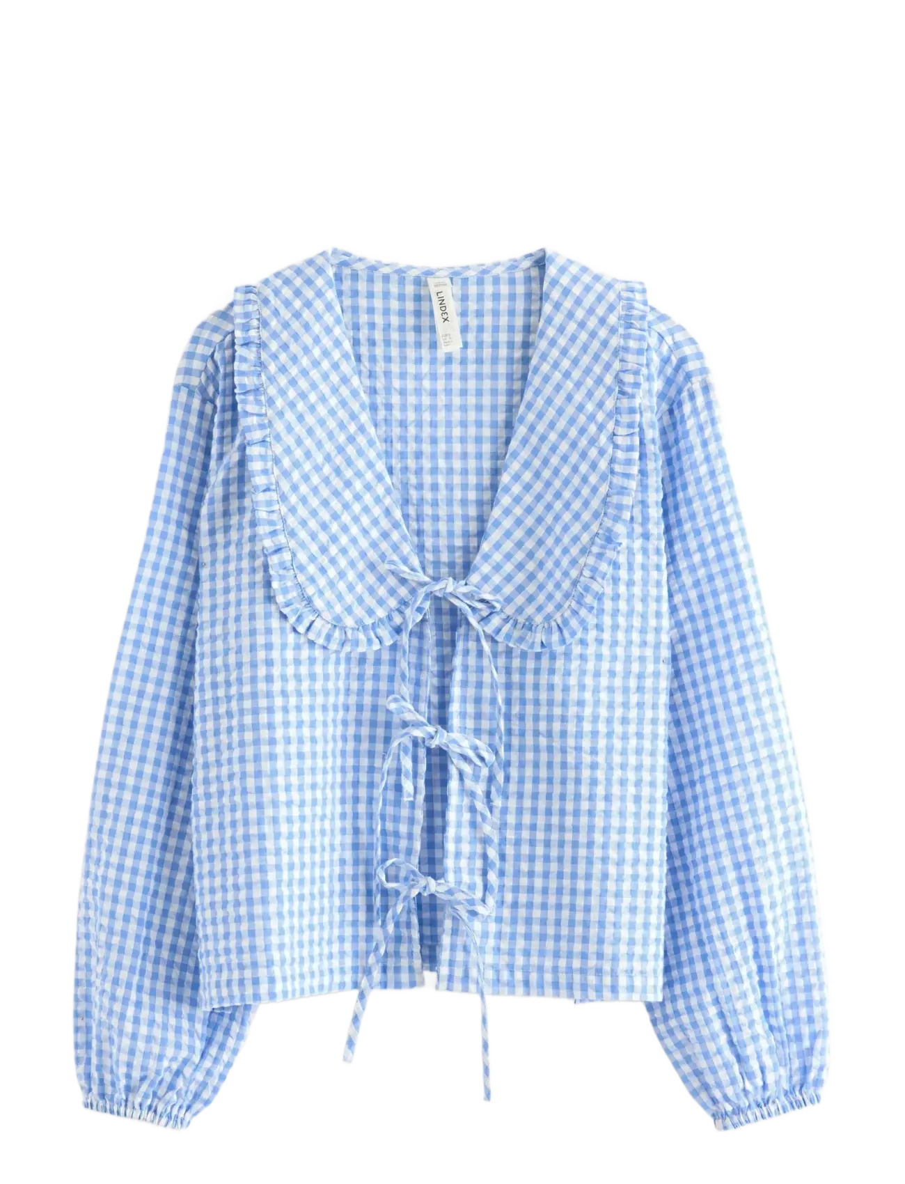 LINDEX Pyjama Shirt In Seersucker Blau - M - Damen