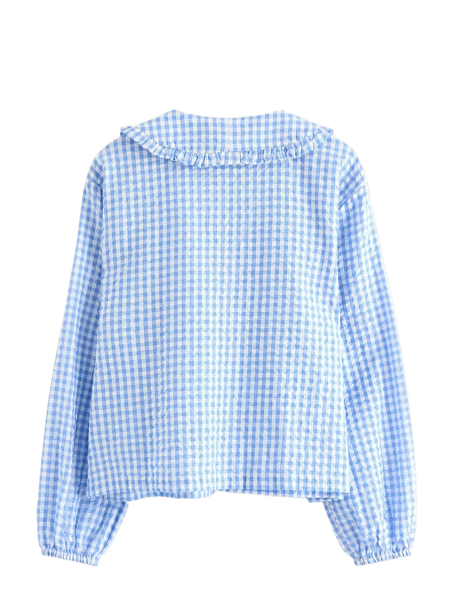 Lindex - Pyjama shirt in seersucker - overdele - light blue - 2