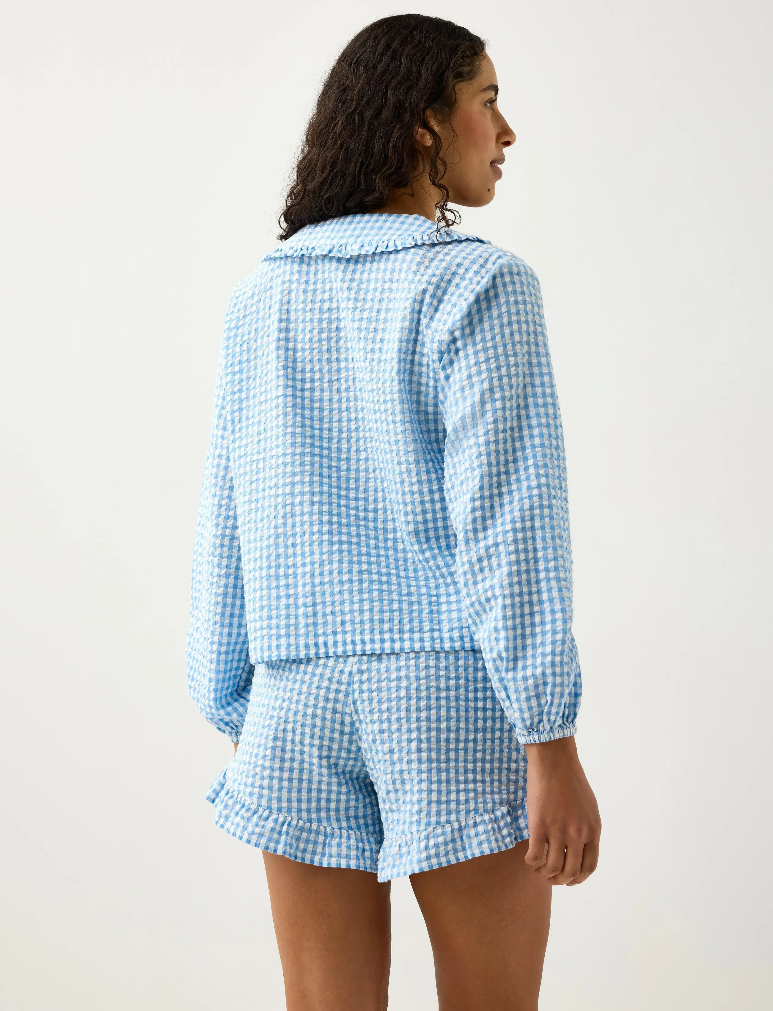 Lindex - Pyjama shirt in seersucker - overdele - light blue - 3