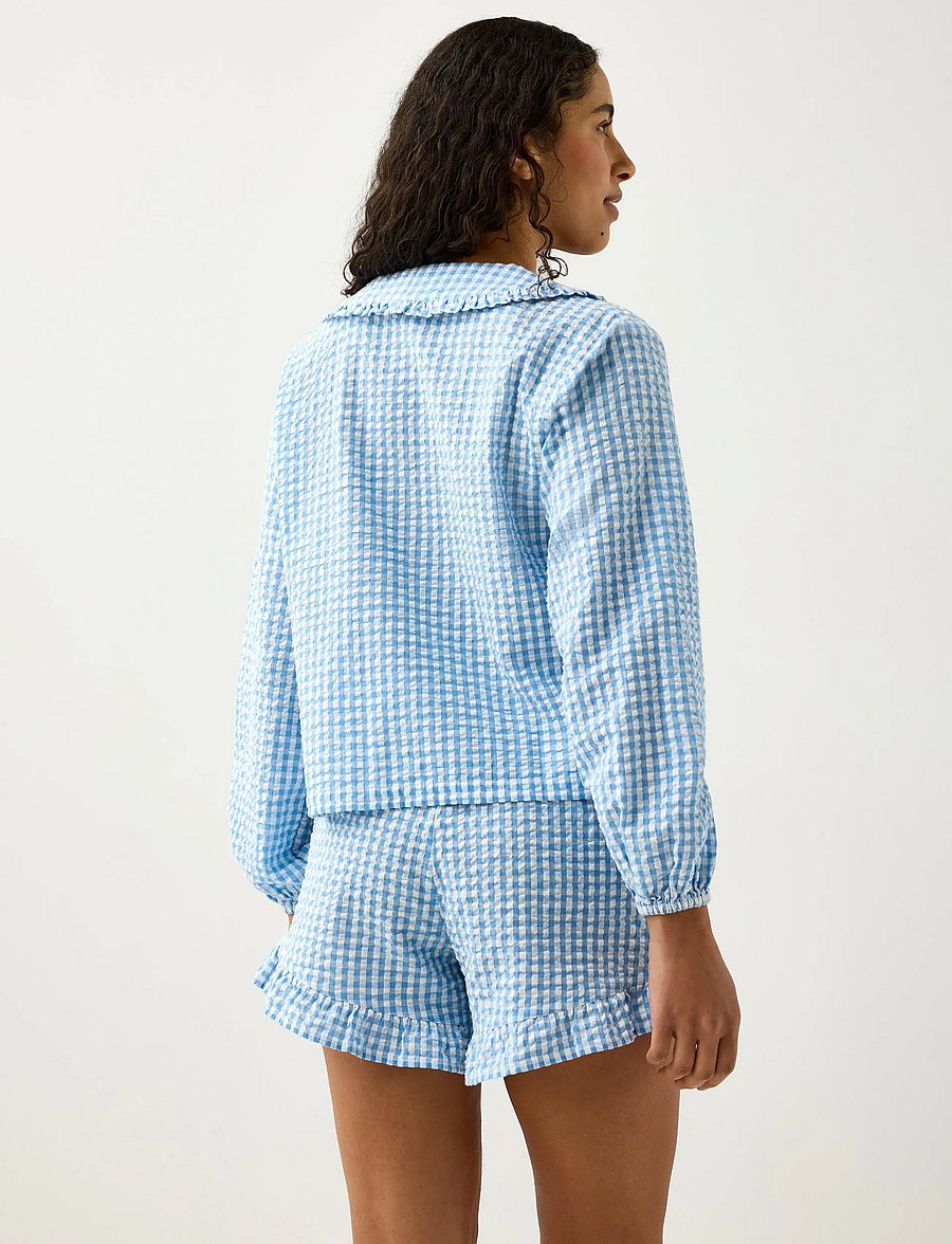Lindex - Pyjama shirt in seersucker - overdele - light blue - 3