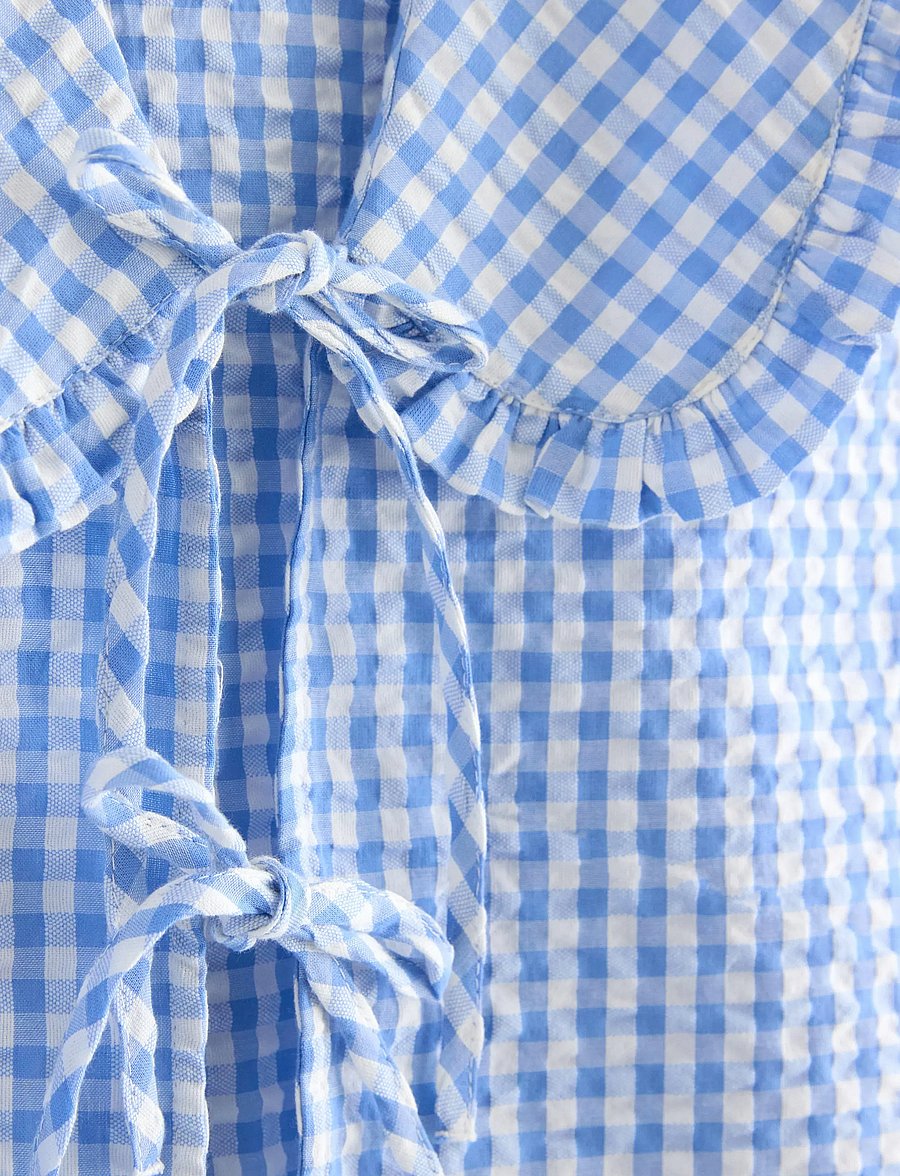Lindex - Pyjama shirt in seersucker - overdele - light blue - 5