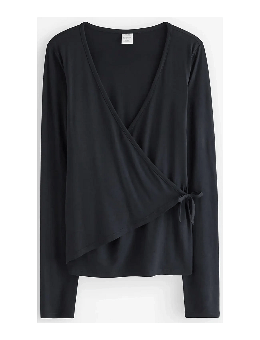 Lindex - Long-sleeved wrap top - langärmelig - black - 1