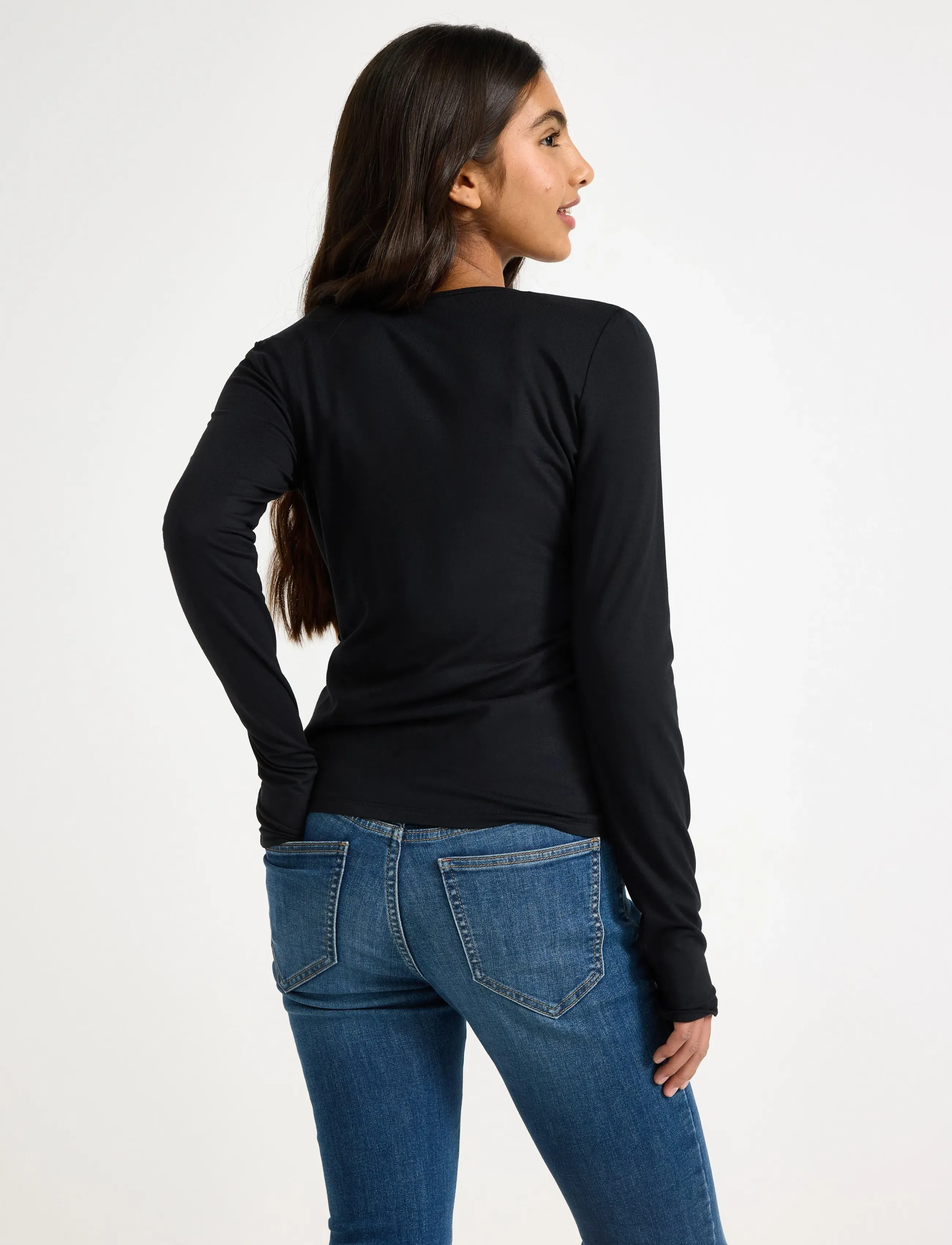 Lindex - Long-sleeved wrap top - long-sleeved t-shirts - black - 3