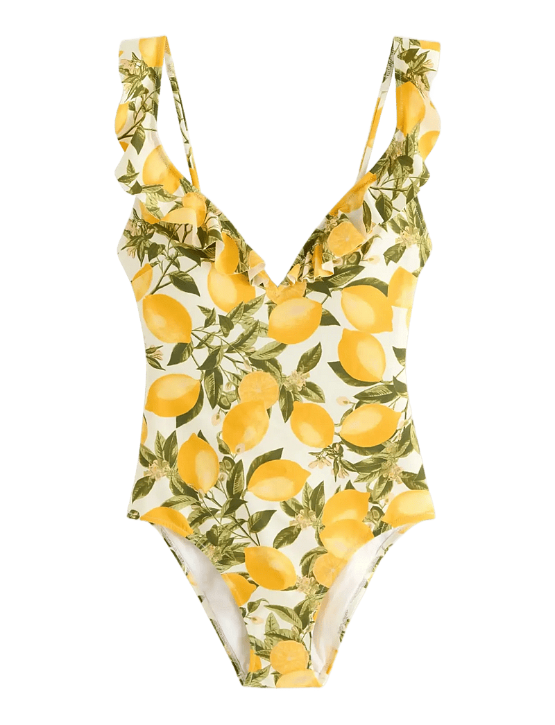 Lindex - Swimsuit with flounce - badedragter - dark dusty yellow - 1