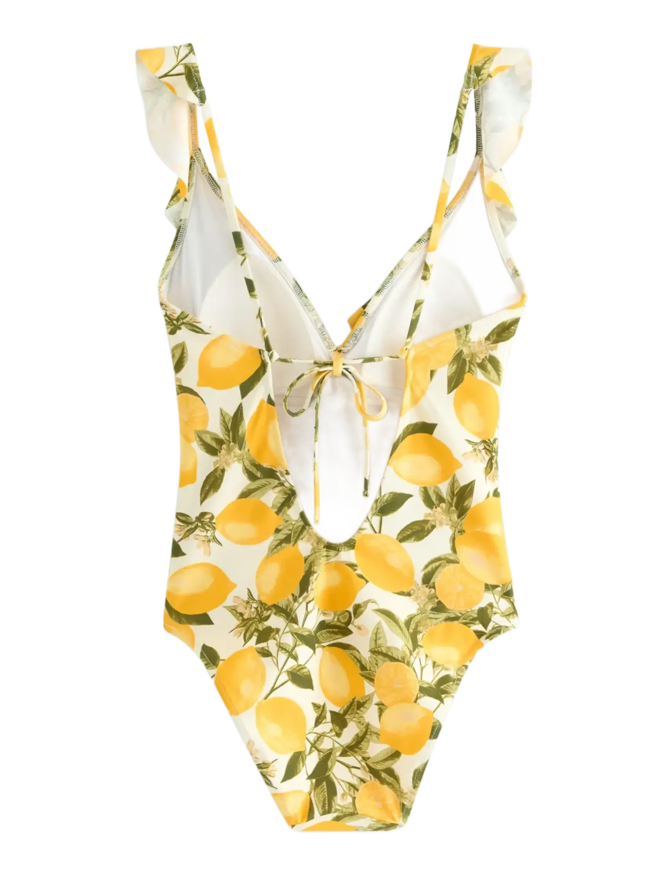 Lindex - Swimsuit with flounce - swimsuits - dark dusty yellow - 2