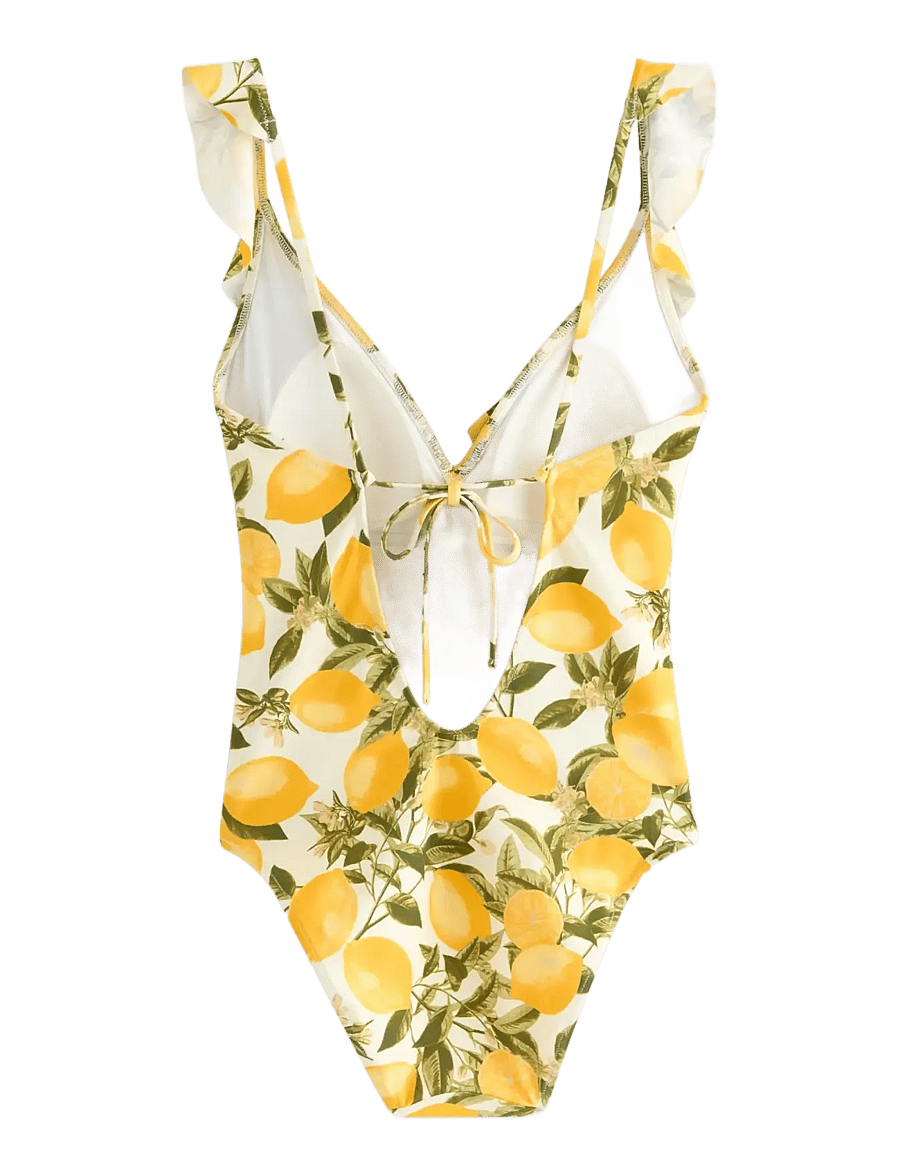 Lindex - Swimsuit with flounce - baddräkter - dark dusty yellow - 2