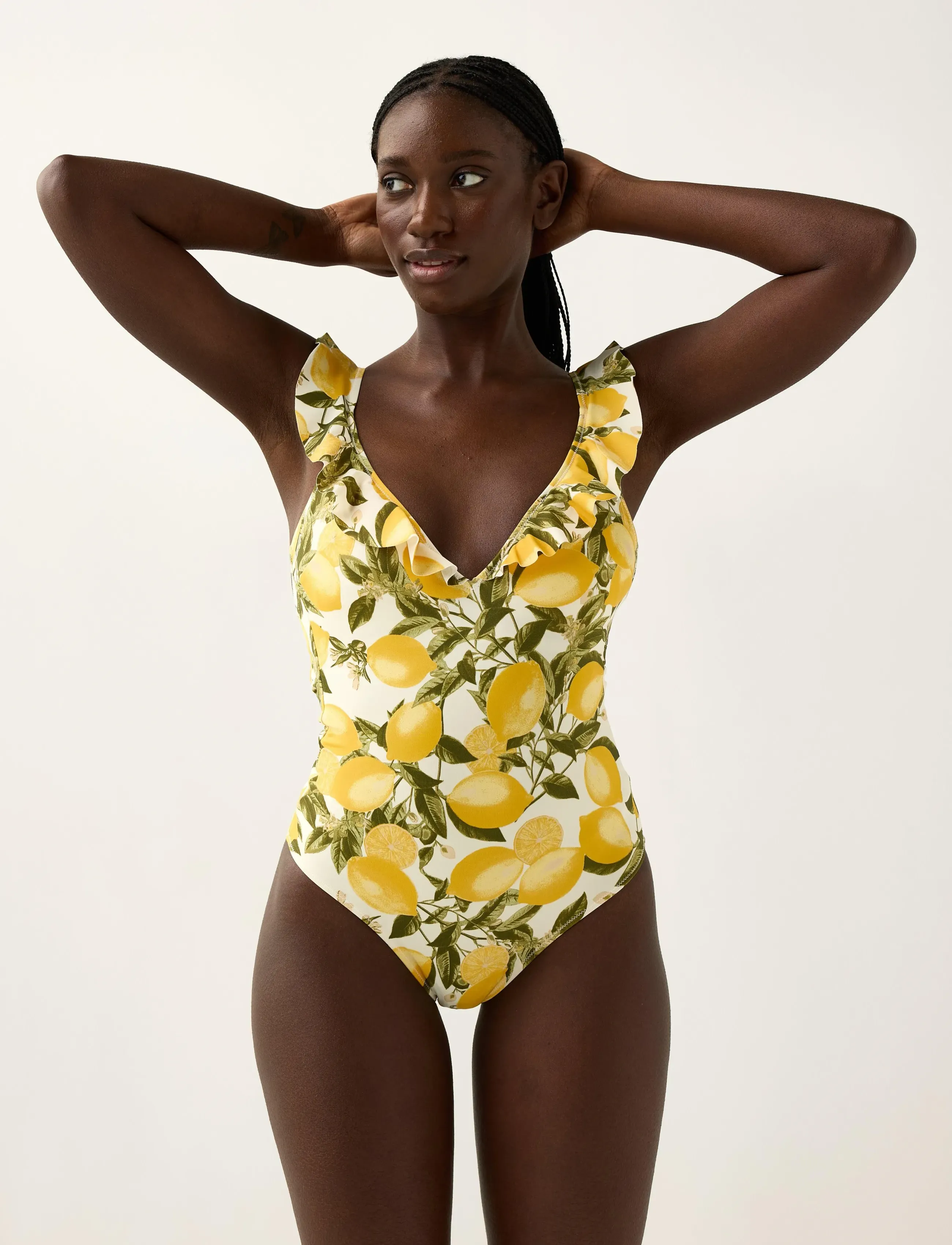 Lindex Swimsuit With Flounce, XS, Bademode, Gelb - Swimsuits, Frauen