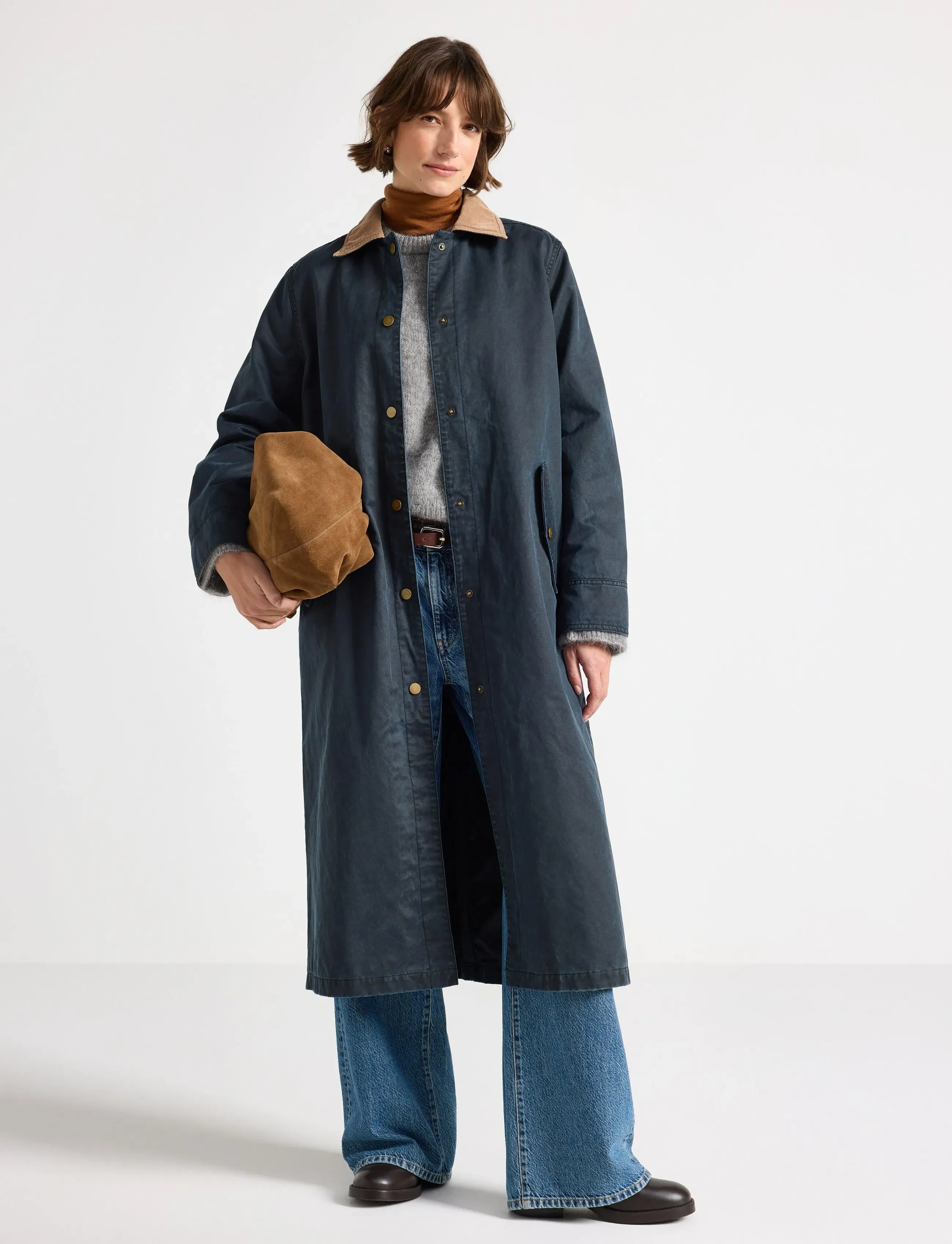 Lindex Coat Mina - Tøj - BLUE / beige