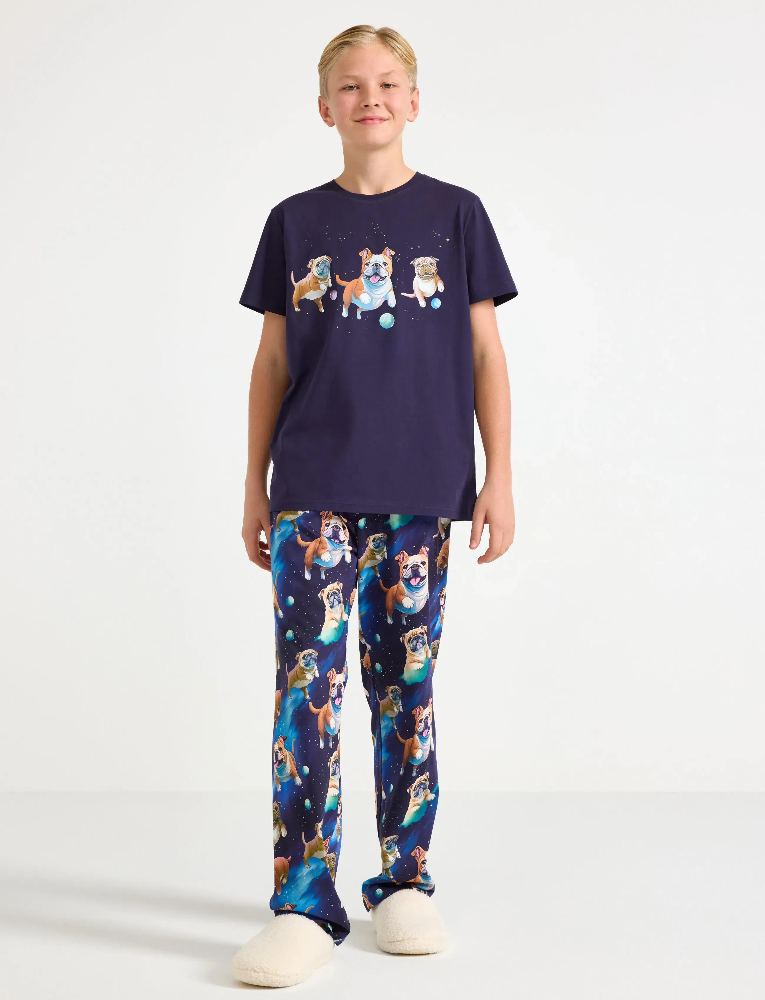 Lindex Pyjamas Set Ai Bulldog, 170, Pyjamas, Marineblau - Pyjama Sets, Kinder