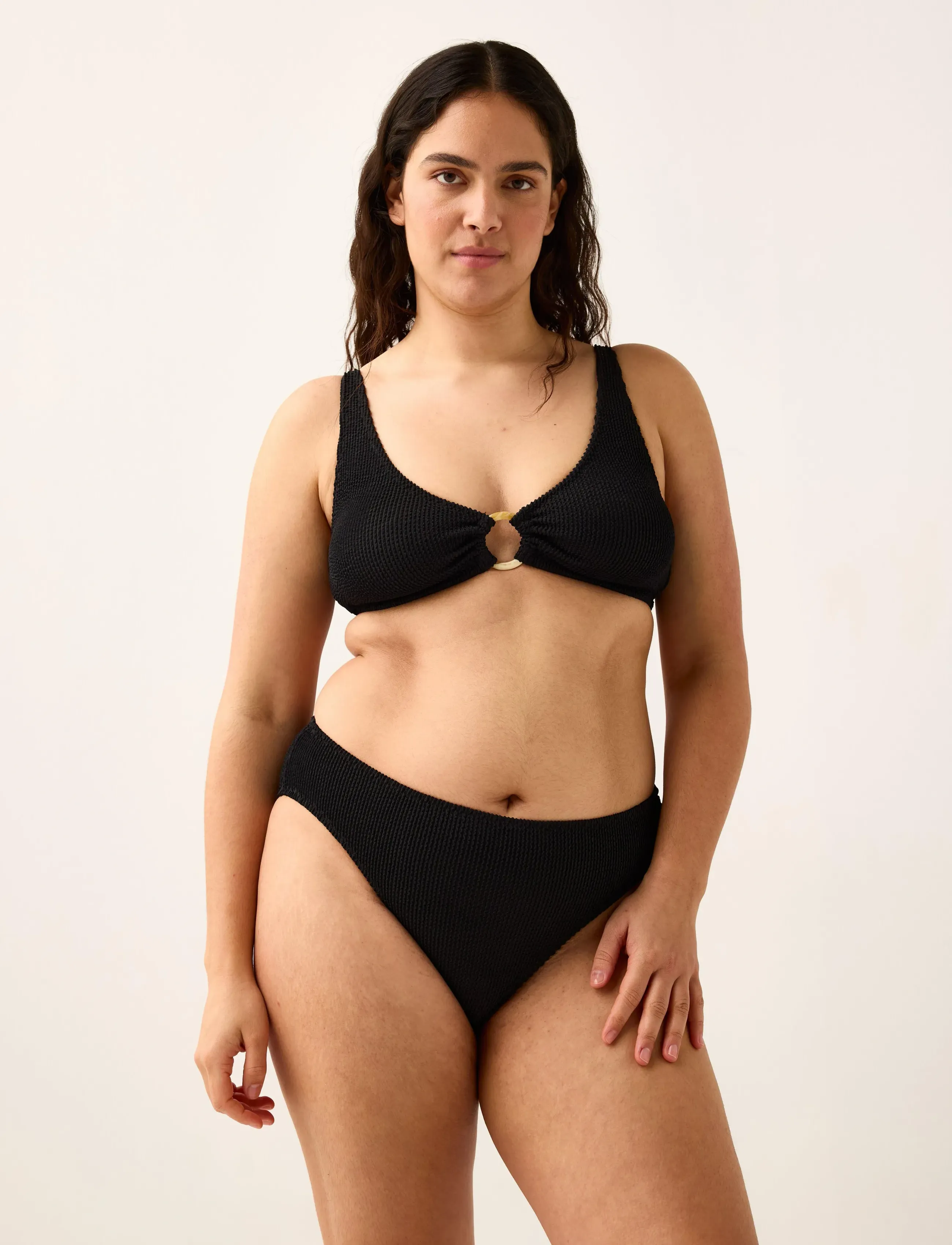 Lindex Unpadded Bikini Bra, Kvinder, Uvatteret Ringdetalje Bikinitop, Sort, Str: M