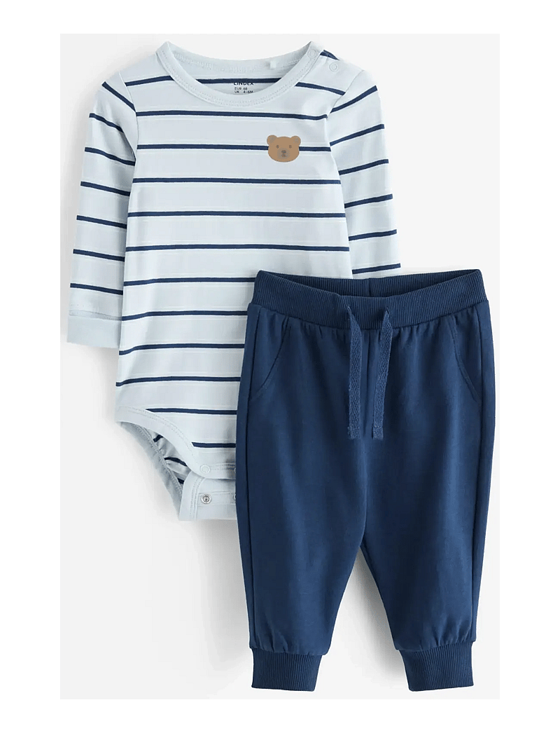 Lindex - Set Body stripe w joggers - sæt med body - light blue - 0