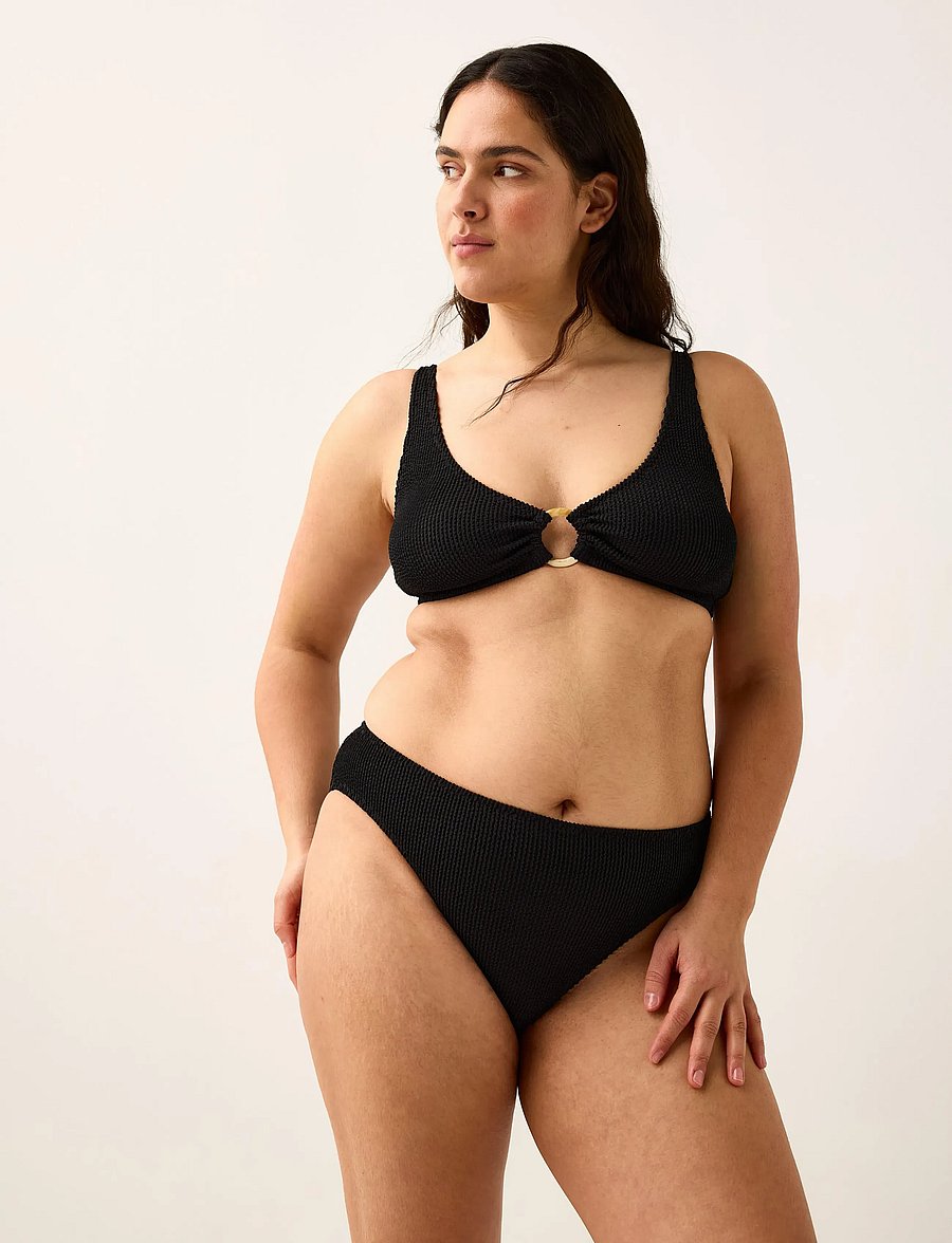 Lindex - Crinkled bikini bottom - bikinibriefs - black - 0