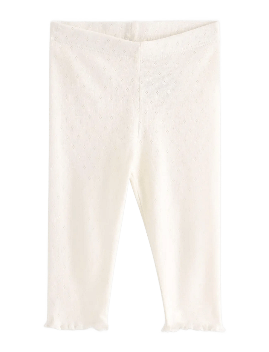 Lindex - Leggings in pointelle with frills - leggings - light dusty white - 0
