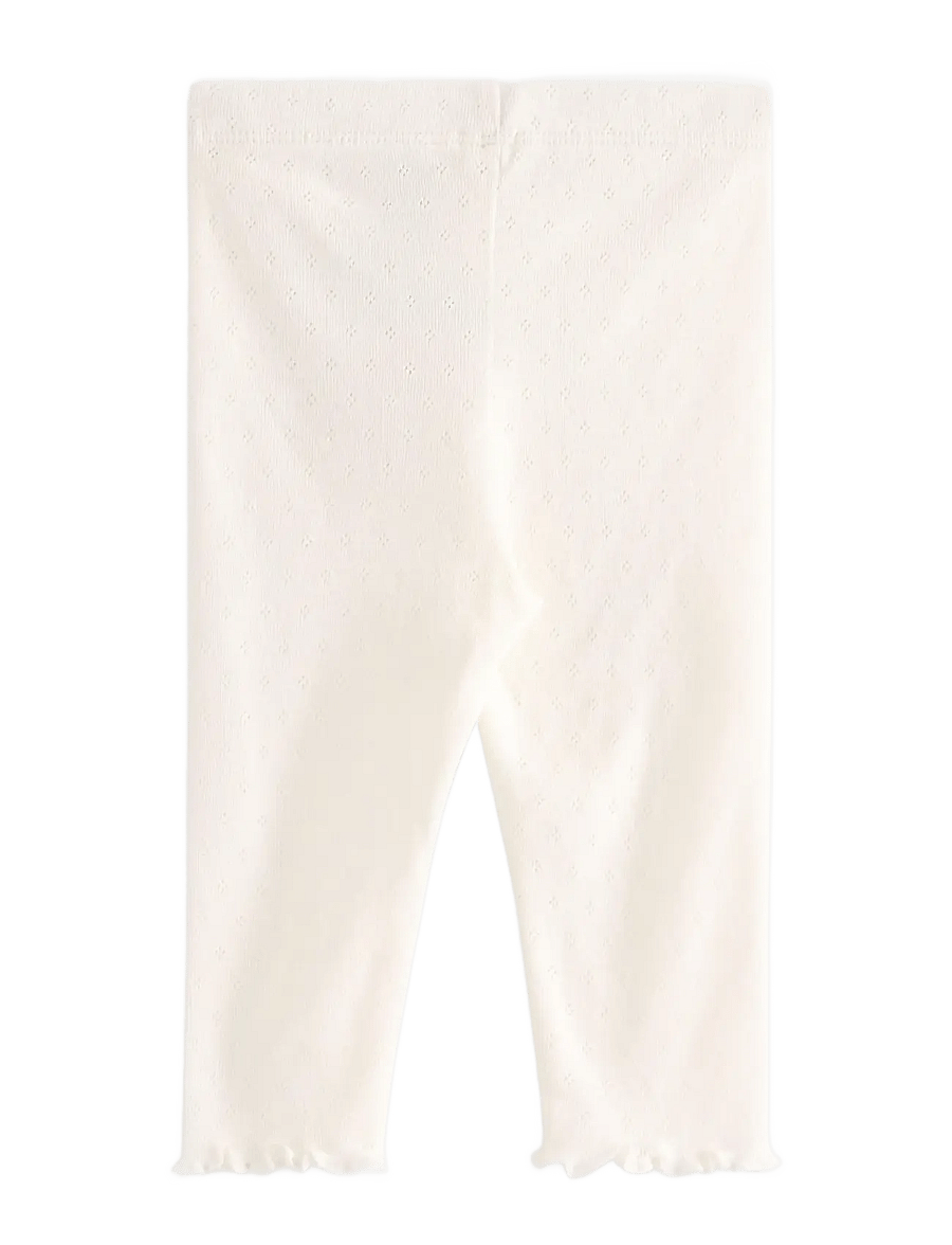 Lindex - Leggings in pointelle with frills - leggings - light dusty white - 1