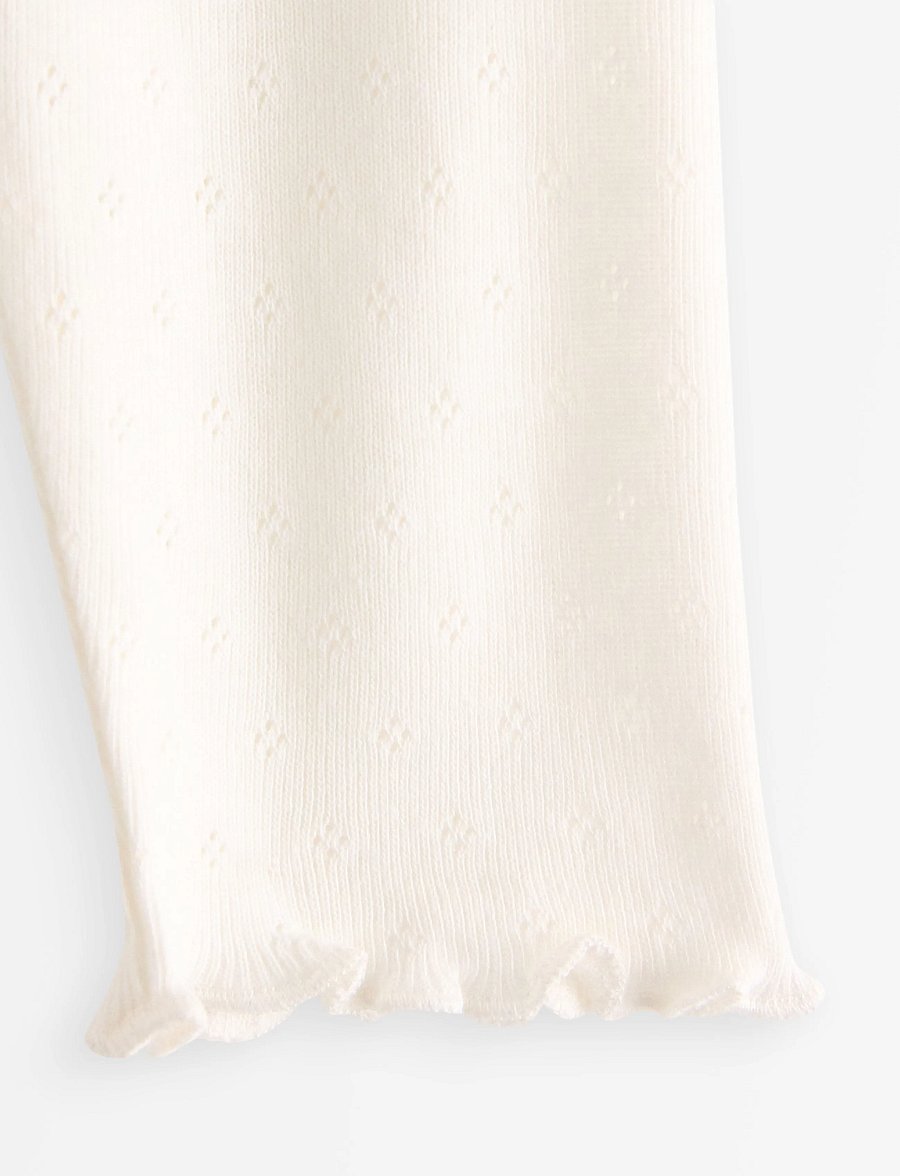 Lindex - Leggings in pointelle with frills - leggings - light dusty white - 2