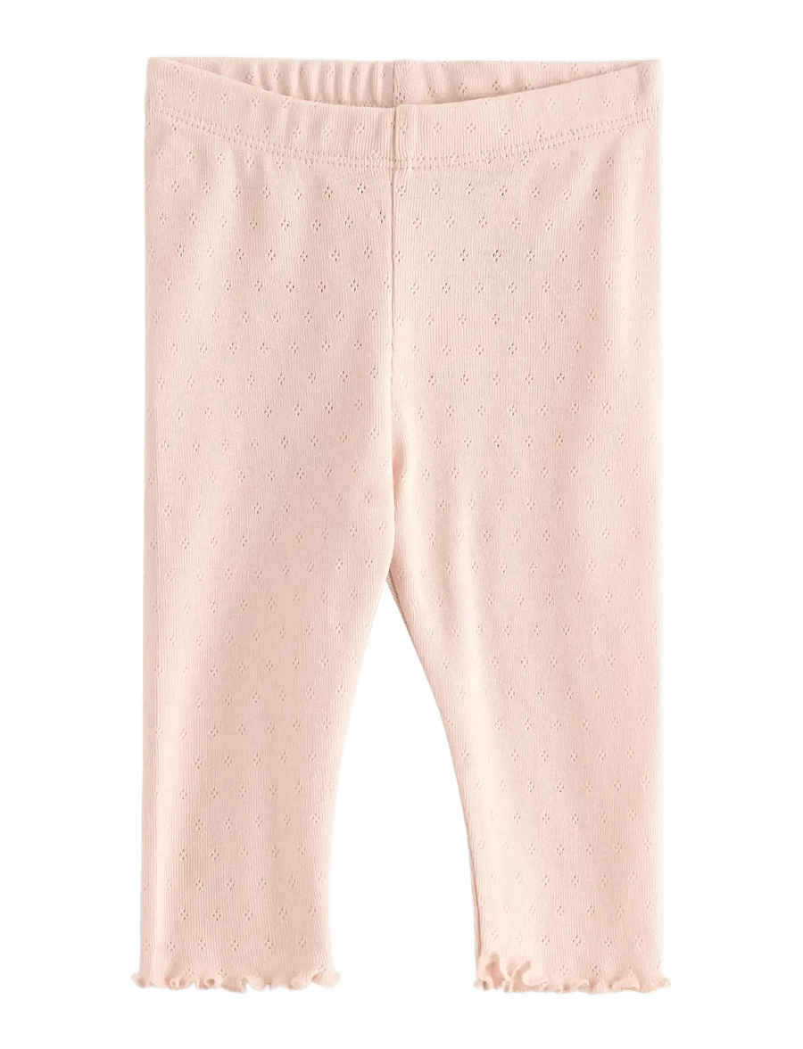 Lindex - Leggings in pointelle with frills - leggings - light pink - 0
