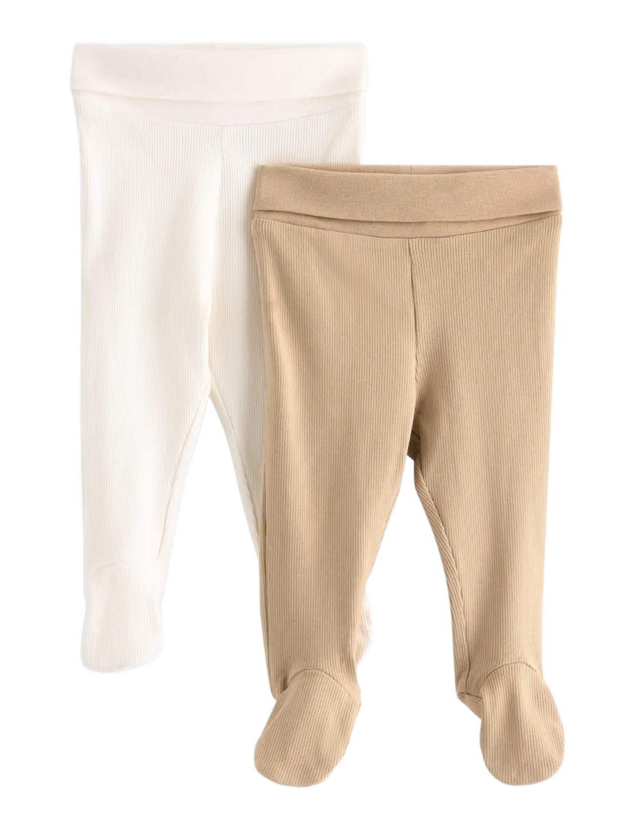 Lindex 2-pack ribbed leggings with feet - Retuusid - BEIGE / beige