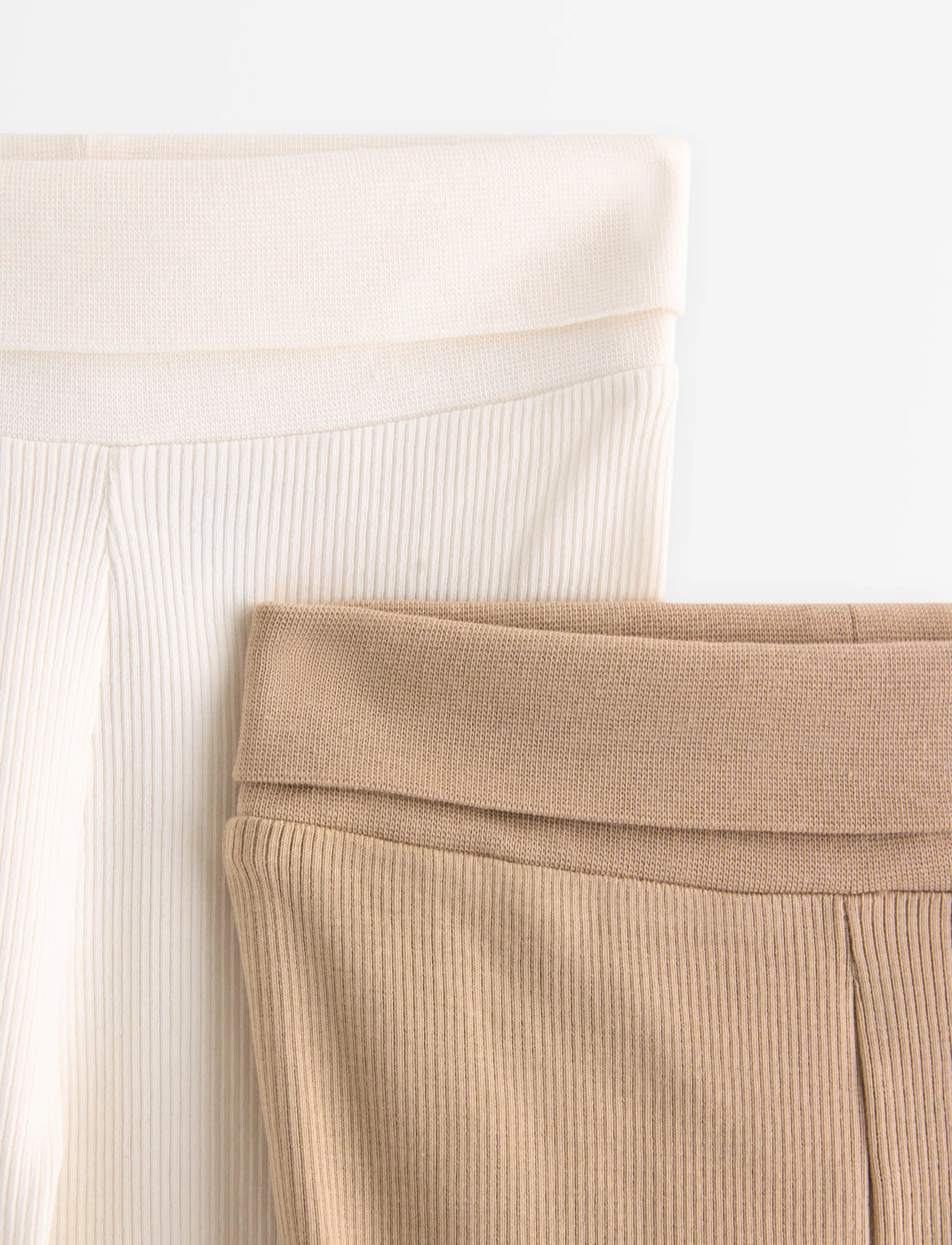 Lindex - 2-pack ribbed leggings with feet - retuusid - beige - 2