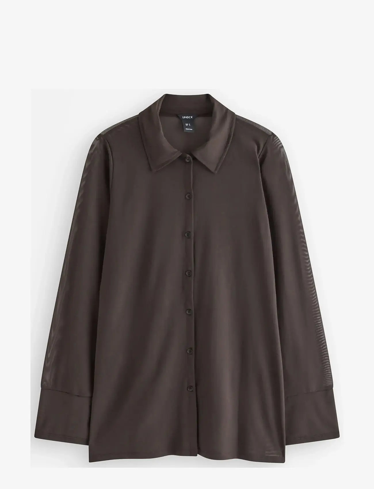 Lindex - Shirt Long Moira - langærmede skjorter - dark brown - 1