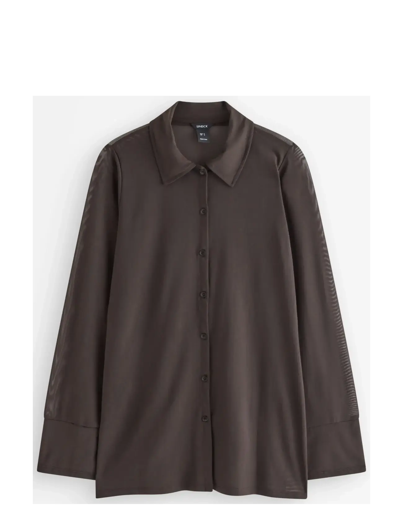 Lindex Shirt Long Moira - Officewear - DARK BROWN / brown