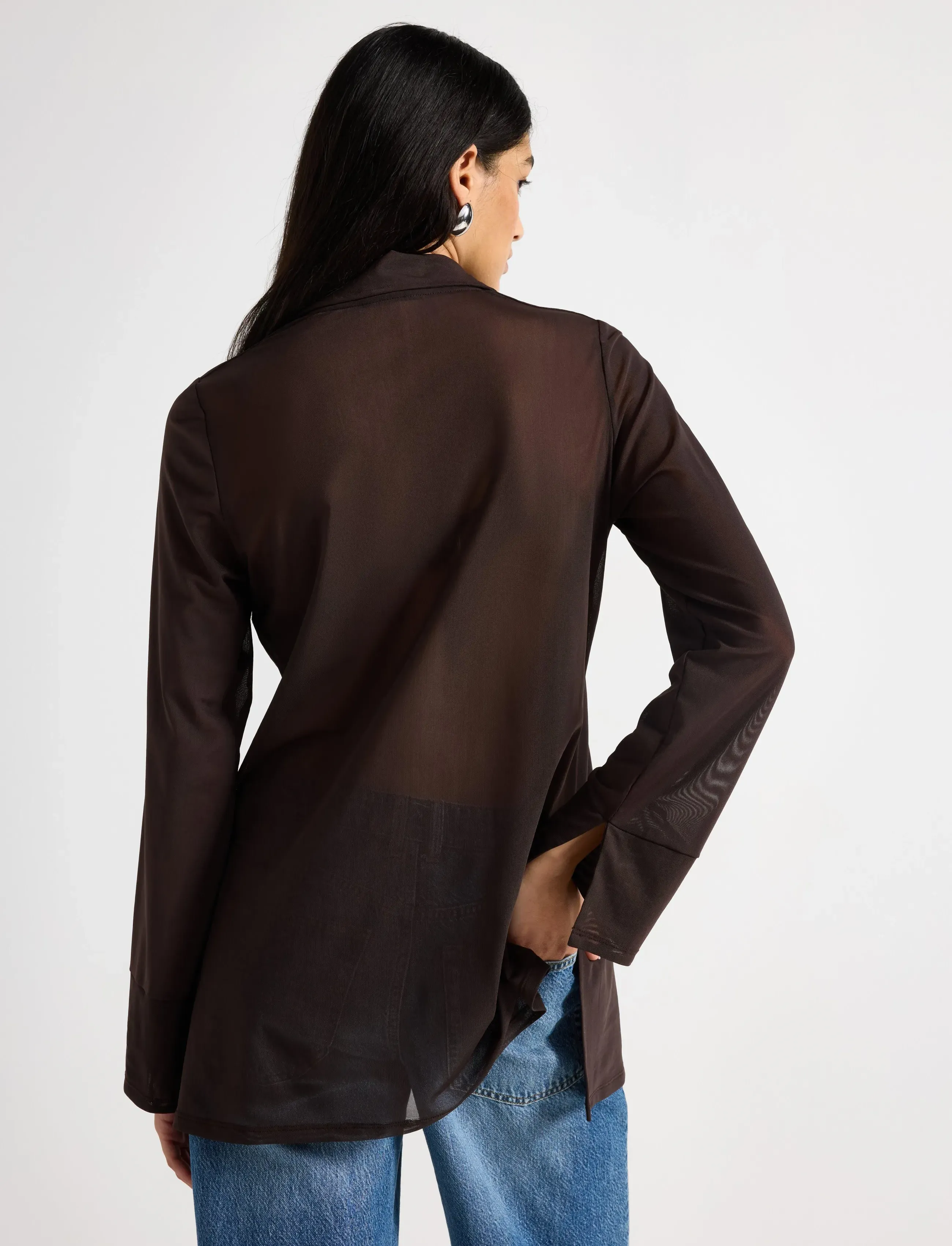 Lindex - Shirt Long Moira - langärmlige hemden - dark brown - 3