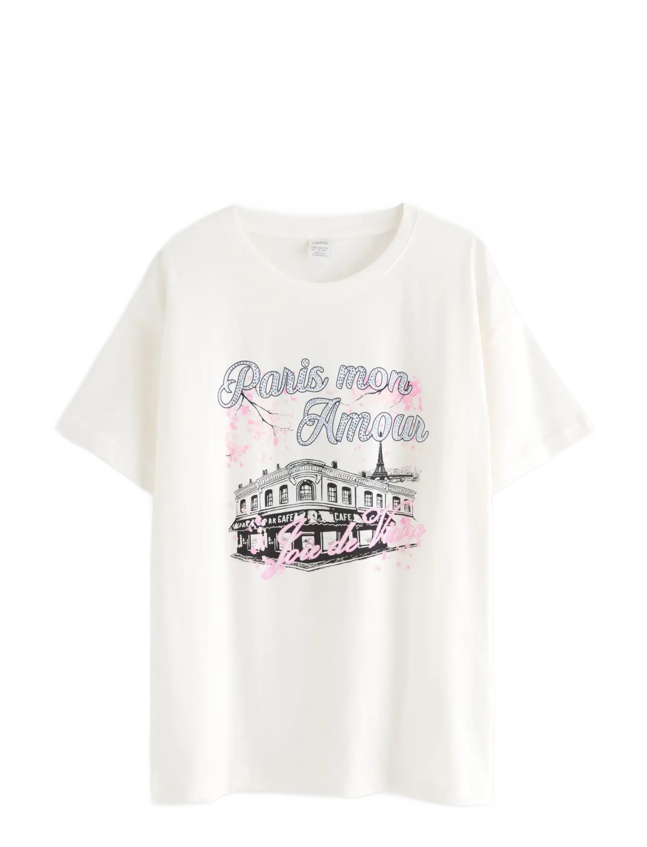 Lindex T shirt regular with print - Vis alt - WHITE / white