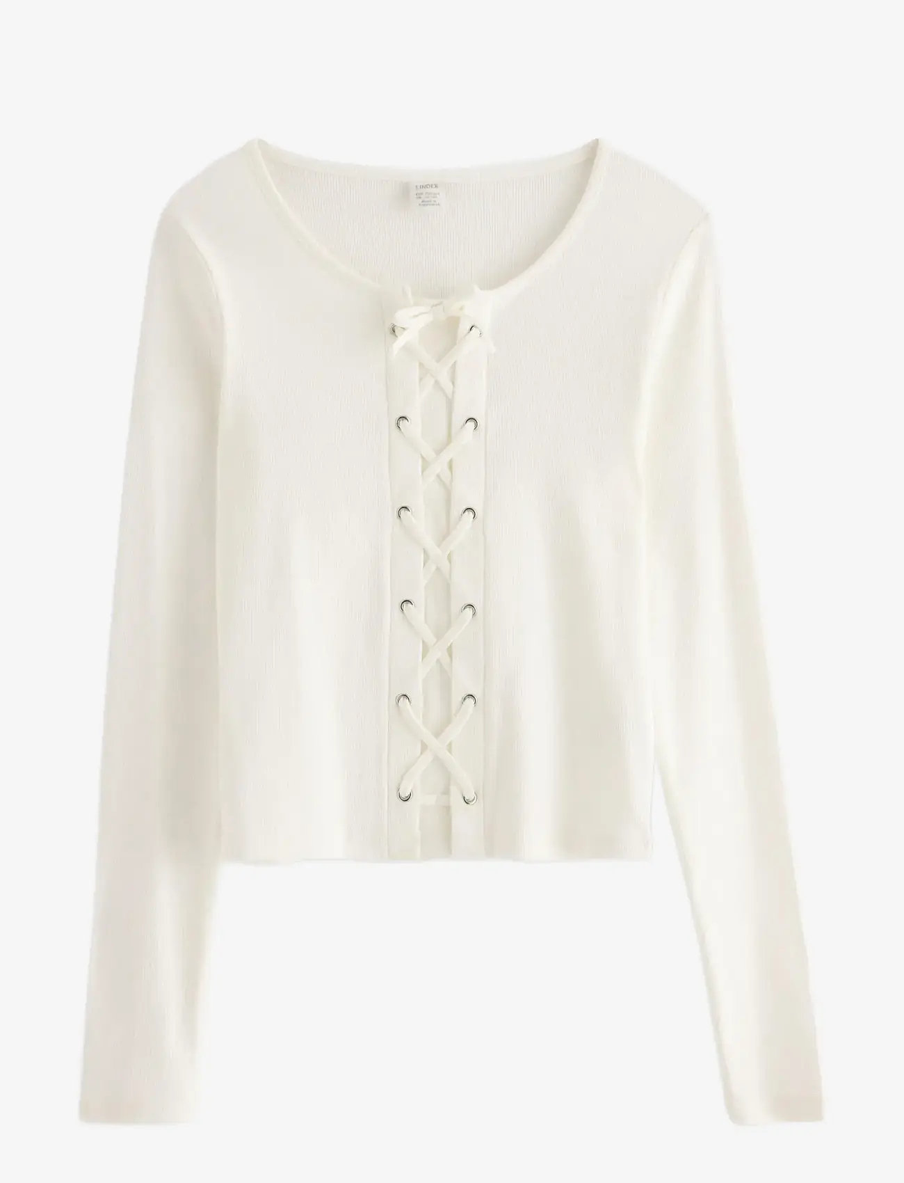 Lindex - Top with lacing - langærmede t-shirts - off white - 1