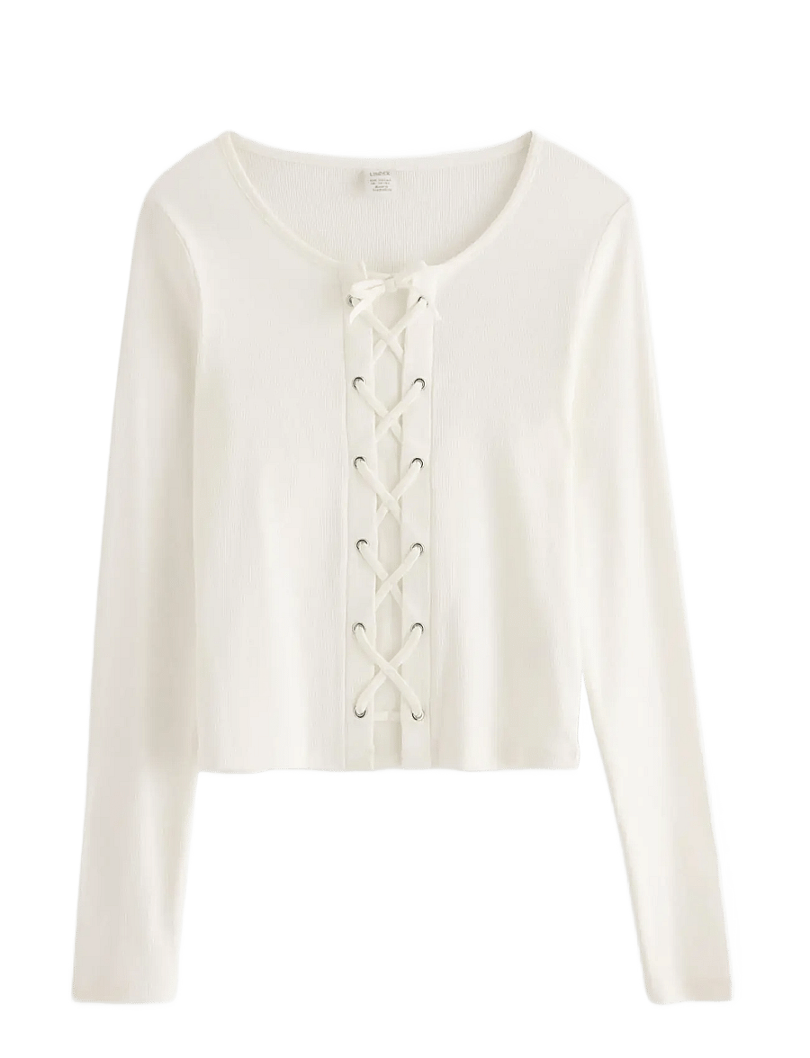 Lindex - Top with lacing - pikkade varrukatega t-särgid - off white - 1