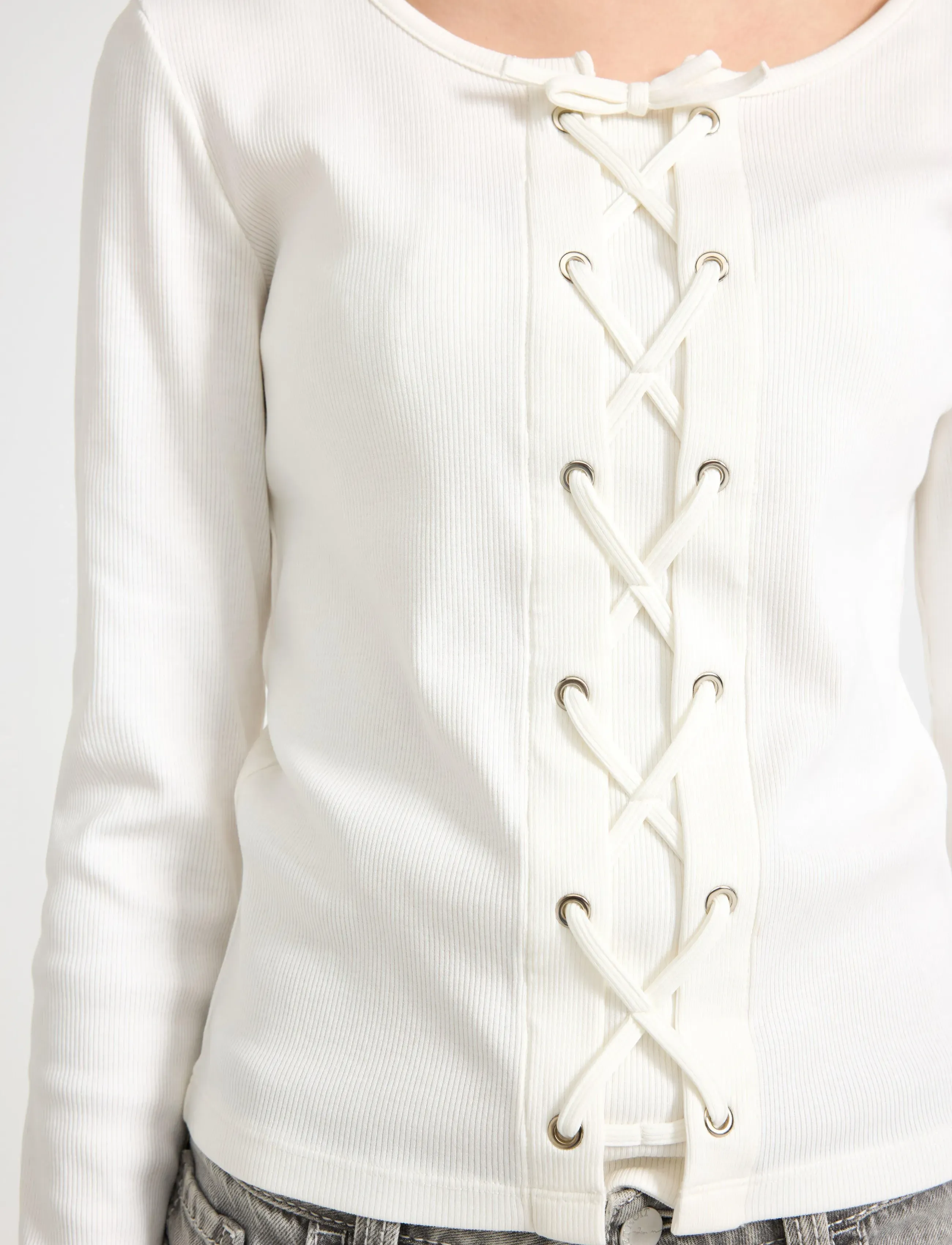 Lindex - Top with lacing - pikkade varrukatega t-särgid - off white - 4
